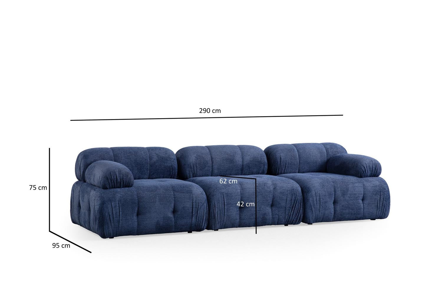Entdecken Sie das Petite 3 Ecksofa in Nachtblau von Atelier Del Sofa – ein elegantes Design, das Komfort und Stil vereint und Ihr Wohnzimmer aufwertet.
