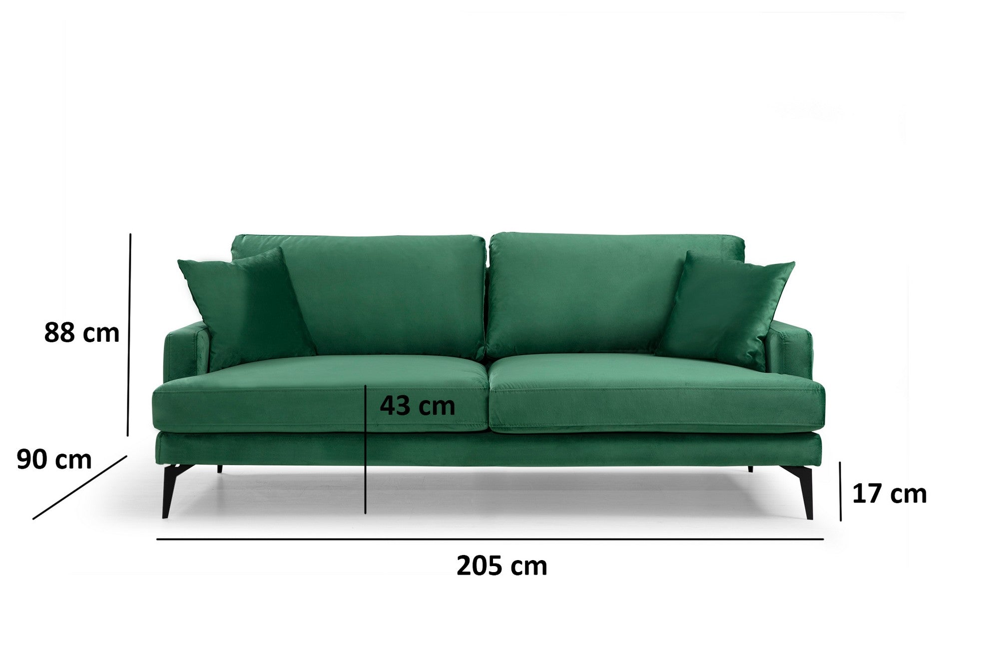 Erleben Sie das Papira 3-Sitzer-Sofa in edlem Grün von Atelier Del Sofa – ein stilvolles Möbelstück, das Komfort und Eleganz vereint!