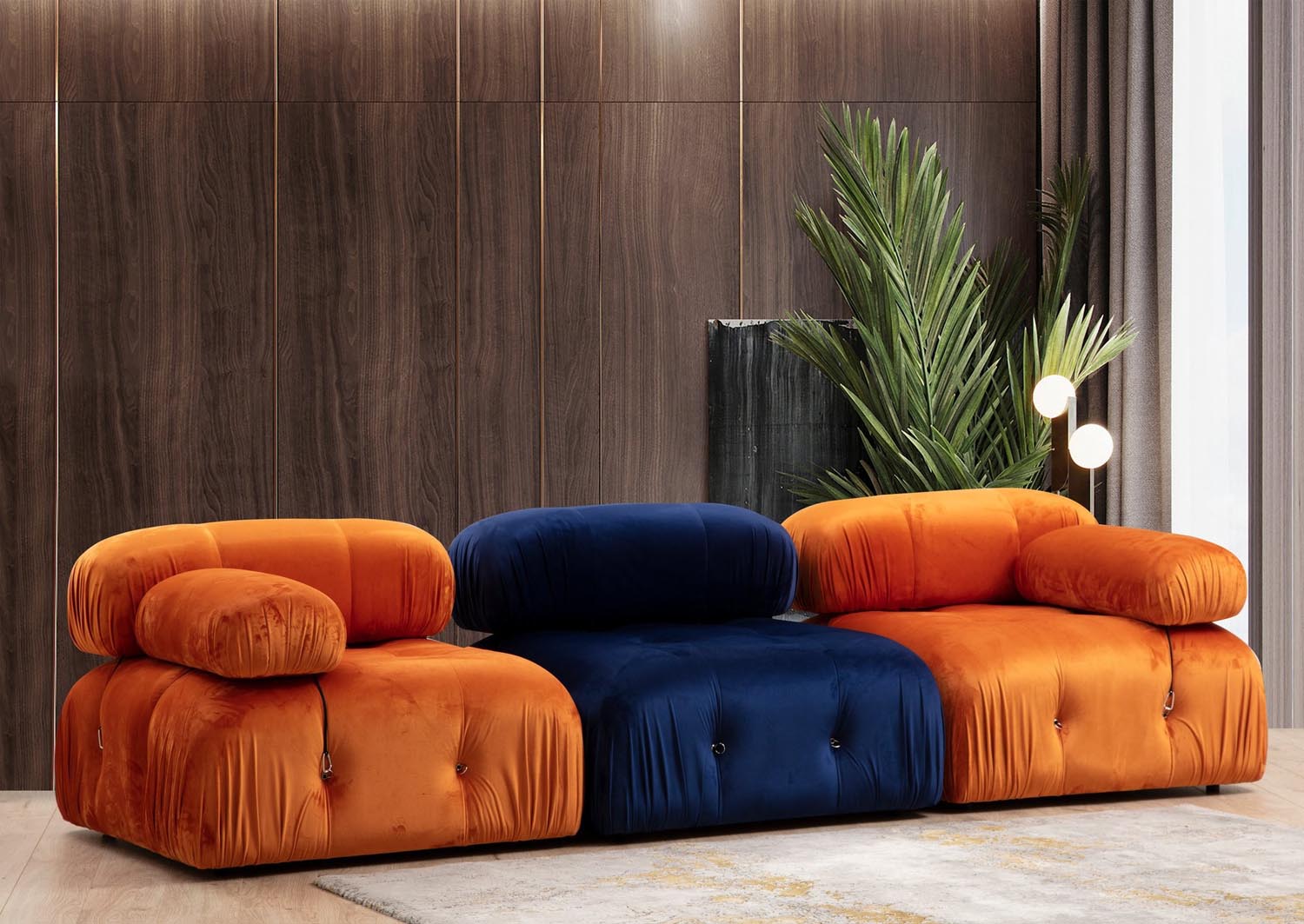 Erleben Sie das Bubble 1R Sofa in lebhaftem Orange von Atelier Del Sofa – ein elegantes, modulares Design, das höchsten Komfort und Anpassungsfähigkeit bietet.