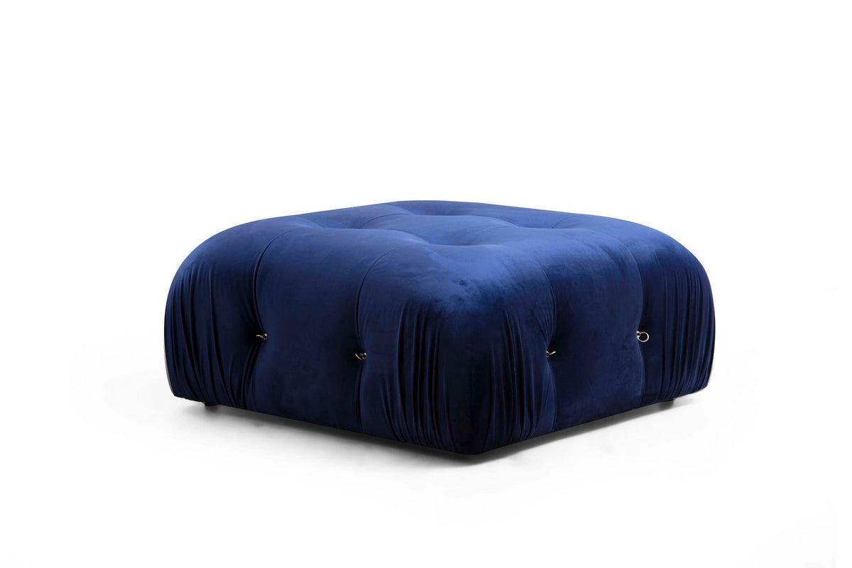 Runder Pouf Bubble Tuffet in Blau mit Polyesterbezug, Buchenholz-Spanplatten-Gestell und schwarzen Kunststoffbeinen, Modell von Atelier Del Sofa