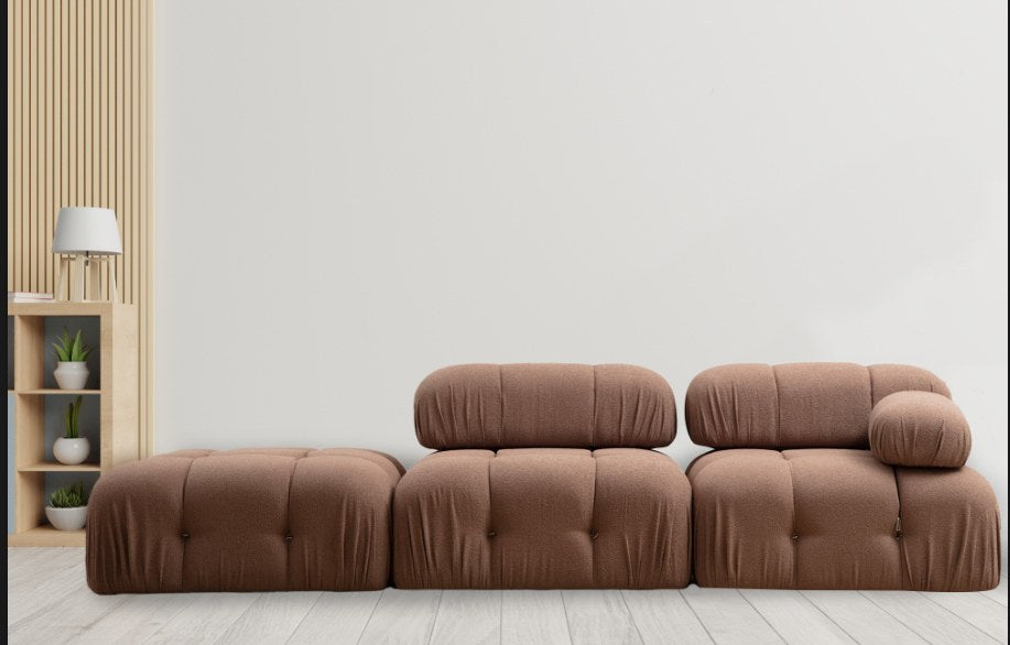 Erleben Sie das Bubble 1R Sofa in elegantem Braun – ein modulares Design, das Komfort und Stil vereint und Ihr Zuhause aufwertet.