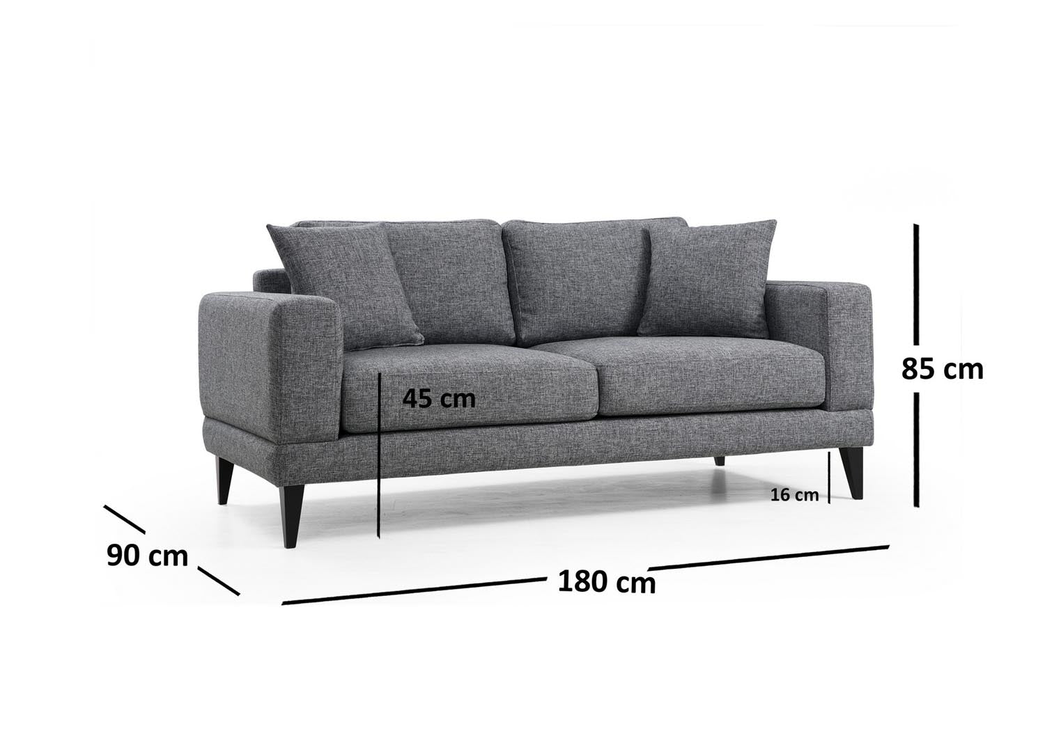 Entdecken Sie das Nordic 2-Sitzer Sofa in Dunkelgrau von Atelier Del Sofa – der Inbegriff von Stil und Gemütlichkeit für Ihr Zuhause.