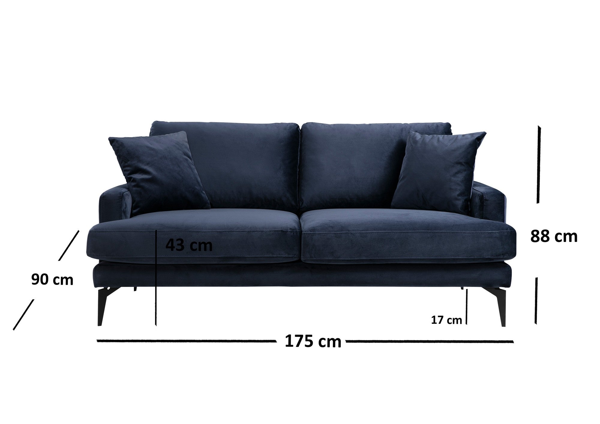 Erleben Sie das luxuriöse Papira 2-Sitzer-Sofa in Marineblau von Atelier Del Sofa. Ideal für modernen Komfort und zeitlose Eleganz in Ihrem Zuhause.