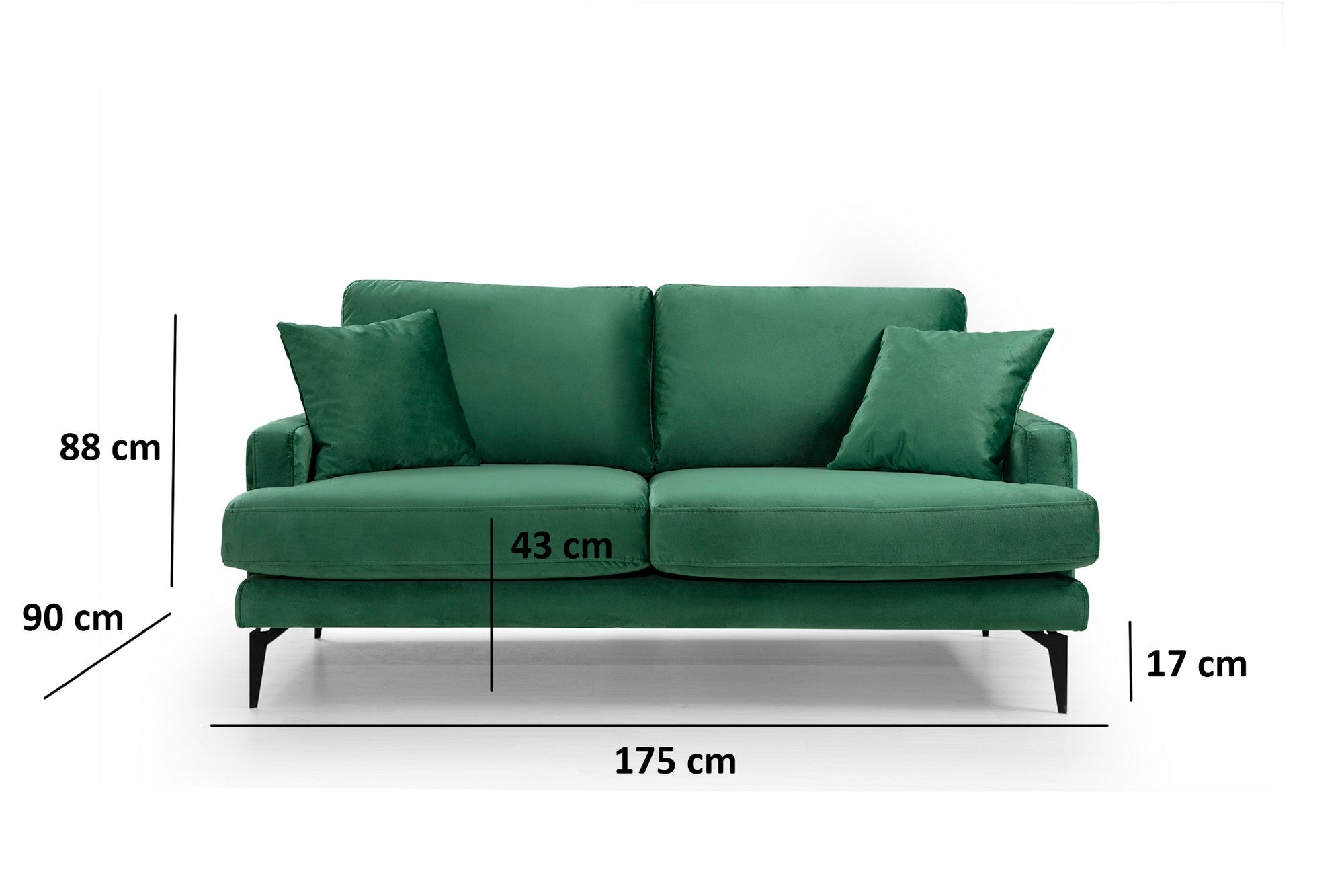 Verleihen Sie Ihrem Wohnraum mit dem Papira 2-Sitzer-Sofa in elegantem Grün von Atelier Del Sofa einen Hauch von Luxus und Gemütlichkeit.