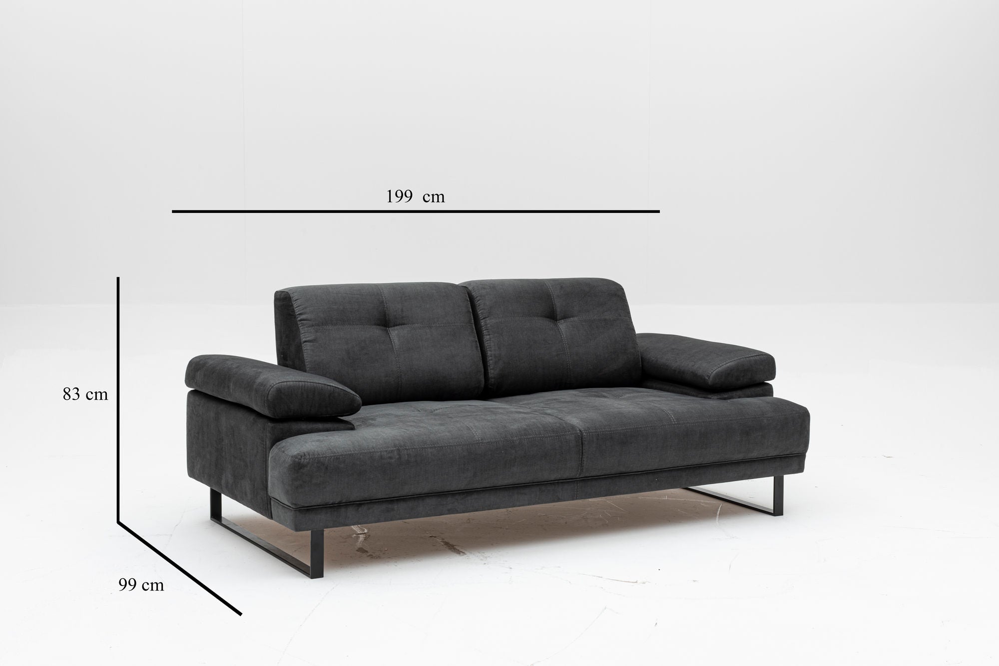 Erleben Sie das Mustang Bettsofa von Atelier Del Sofa in edlem Anthrazit. Ideal für entspannte Stunden und stilvolle Wohnakzente.