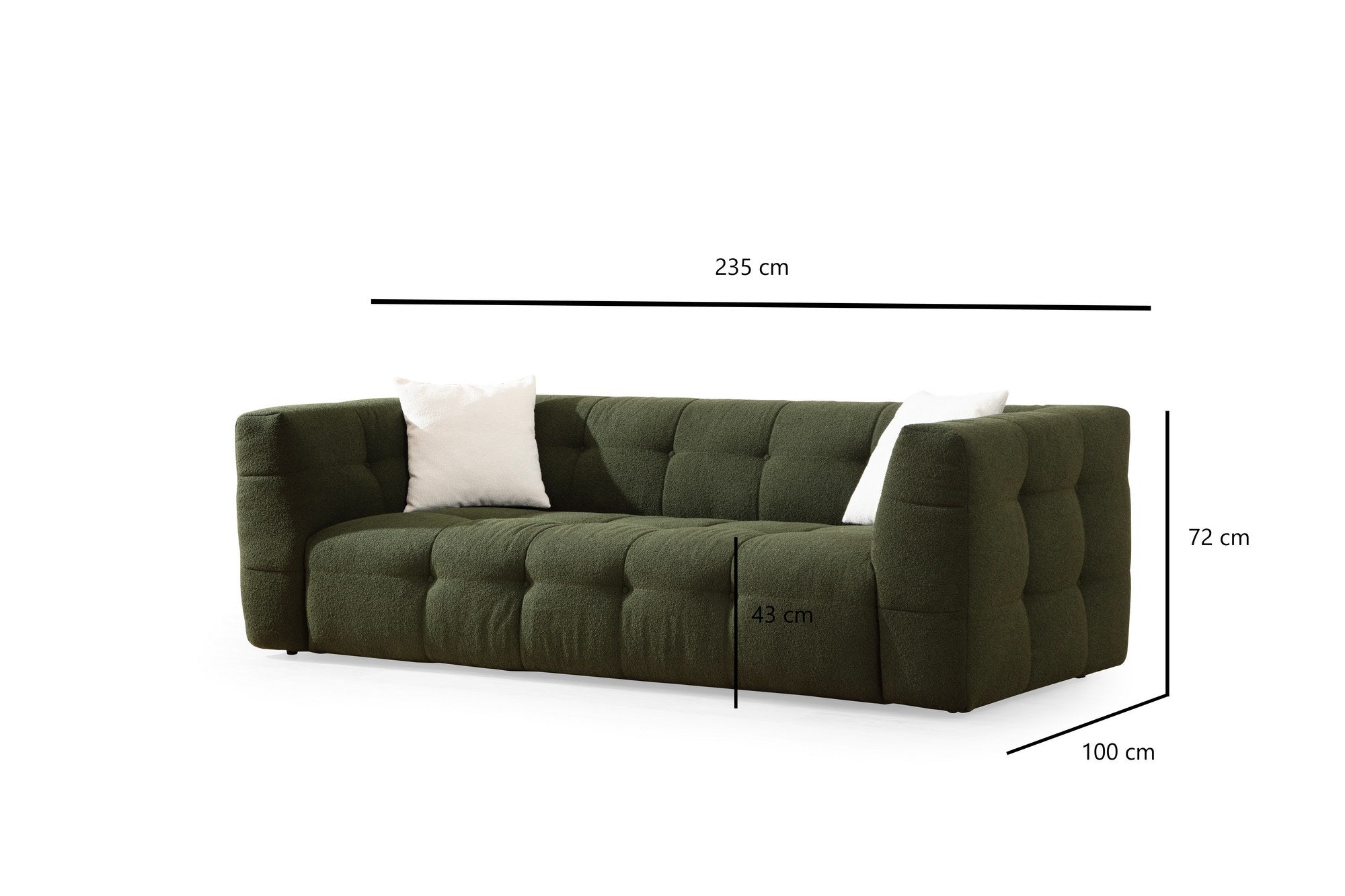 Genießen Sie das elegante Cady 3er Sofa in Grün von Atelier Del Sofa. Ideal für entspannte Stunden und stilvolle Wohnräume!