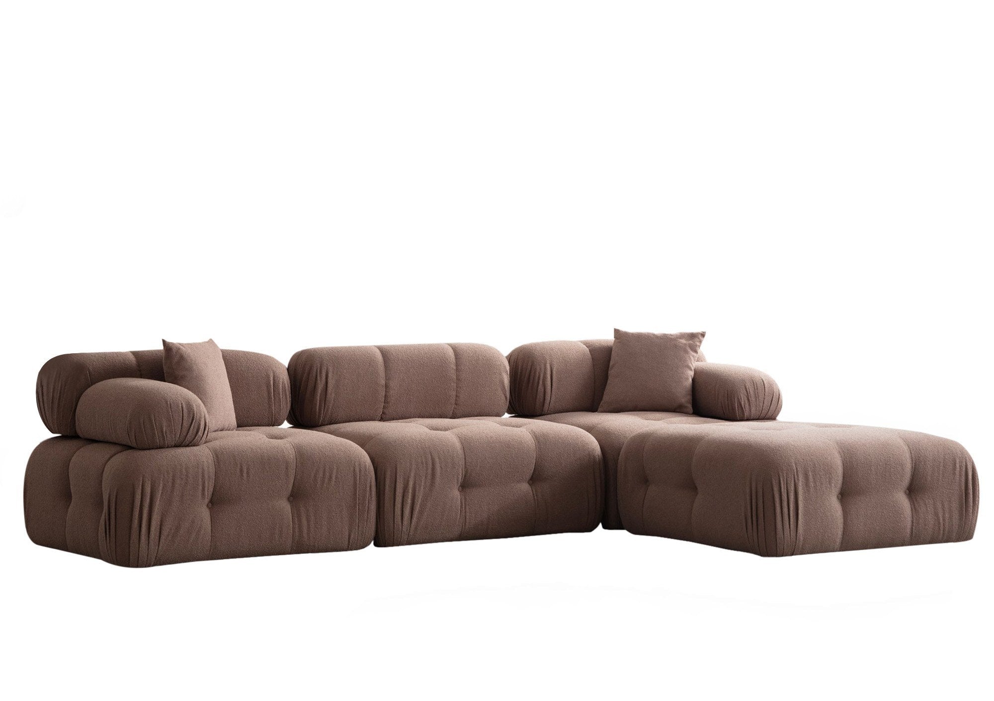 Doblo 3 Seater with Pouffe ( L1-O1-1R-Pouffe) - Cappuccino in Cappuccino präsentiert im Onlineshop von KAQTU Design AG. Ecksofa ist von Atelier Del Sofa