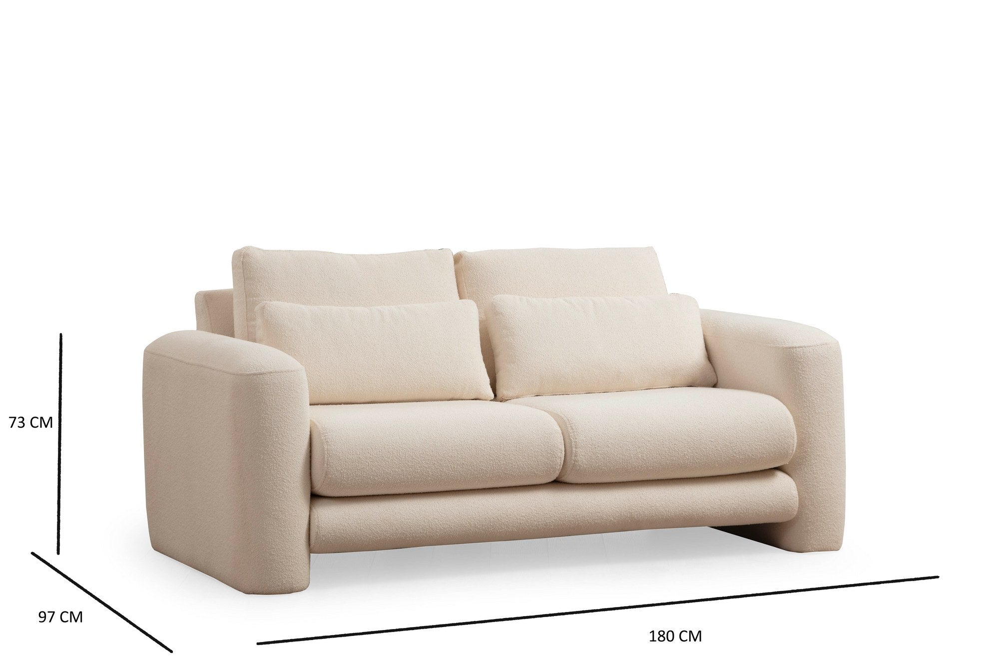 Genießen Sie das Lily Cream 2er Sofa von Atelier Del Sofa – der perfekte Mix aus stilvollem Design und unvergleichlichem Sitzkomfort für Ihr Wohnzimmer.