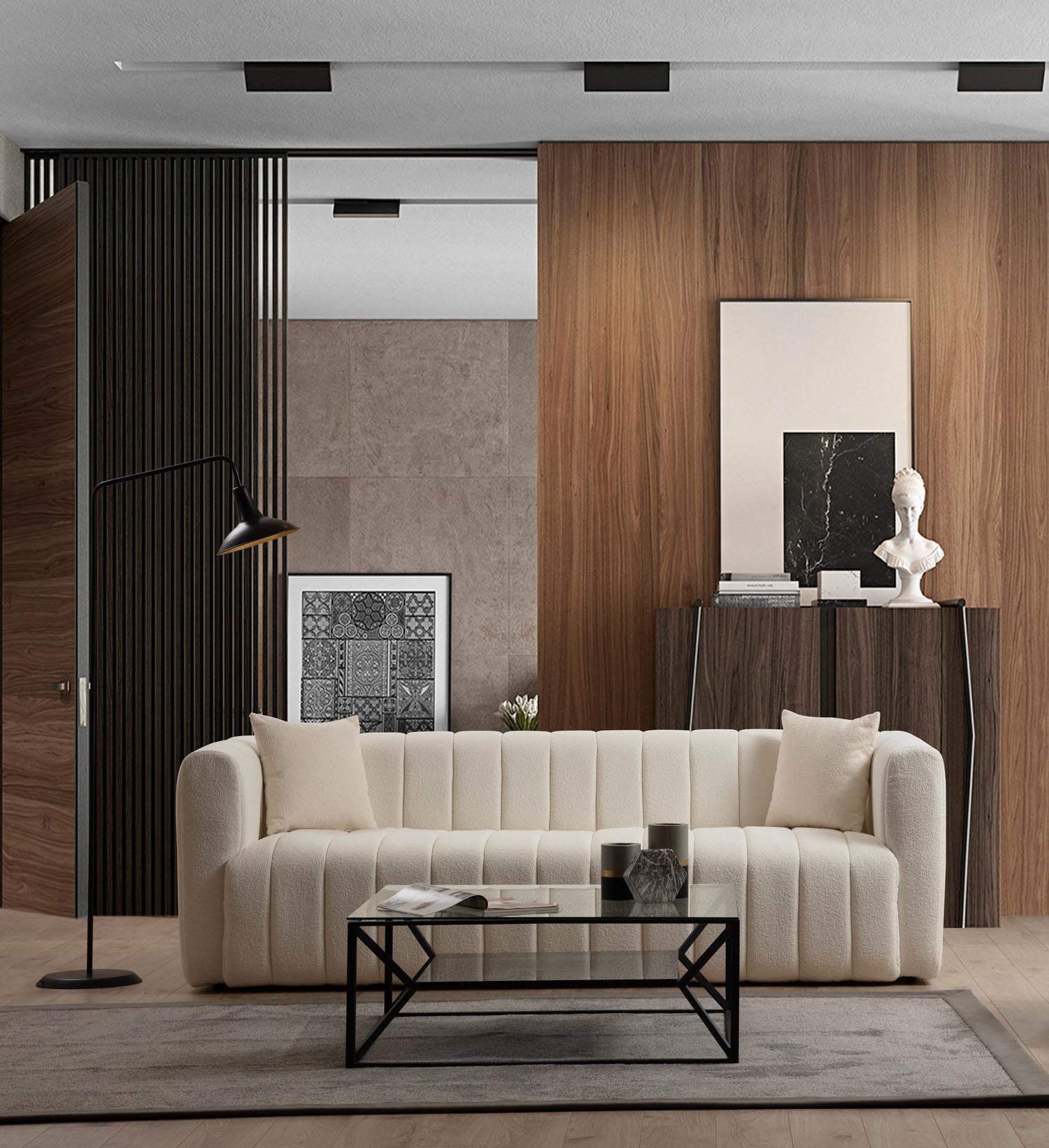 Luxuriöses 3-Sitzer-Sofa in Sahne von Atelier Del Sofa. Komfort, Eleganz und hochwertige Materialien für Ihr Zuhause.