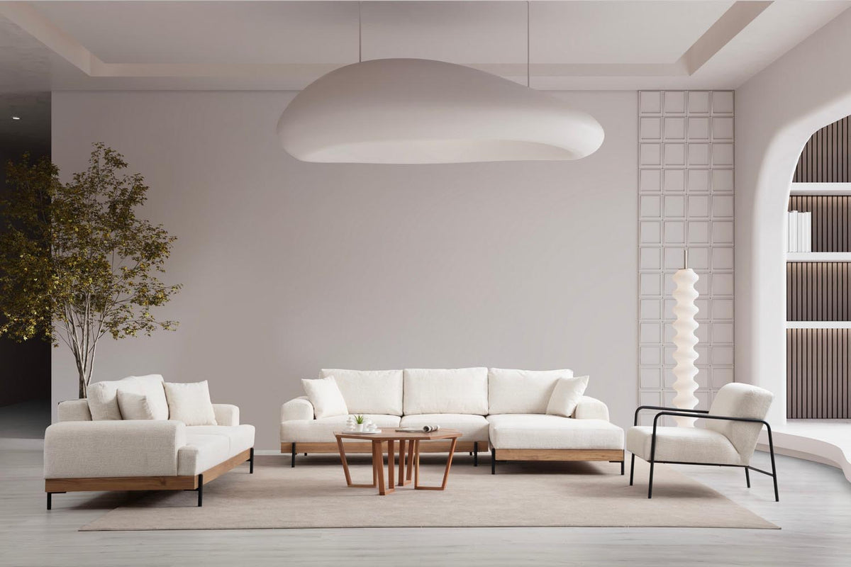 Eti Oak Right Ecksofa - Weiss in Weiss präsentiert im Onlineshop von KAQTU Design AG. L-Sofa rechts ist von Atelier Del Sofa
