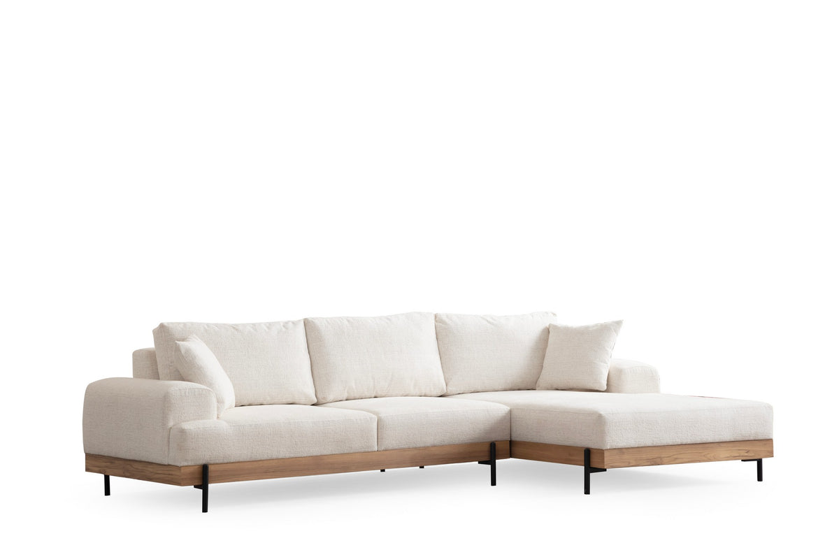 Eti Oak Right Ecksofa - Weiss in Weiss präsentiert im Onlineshop von KAQTU Design AG. L-Sofa rechts ist von Atelier Del Sofa