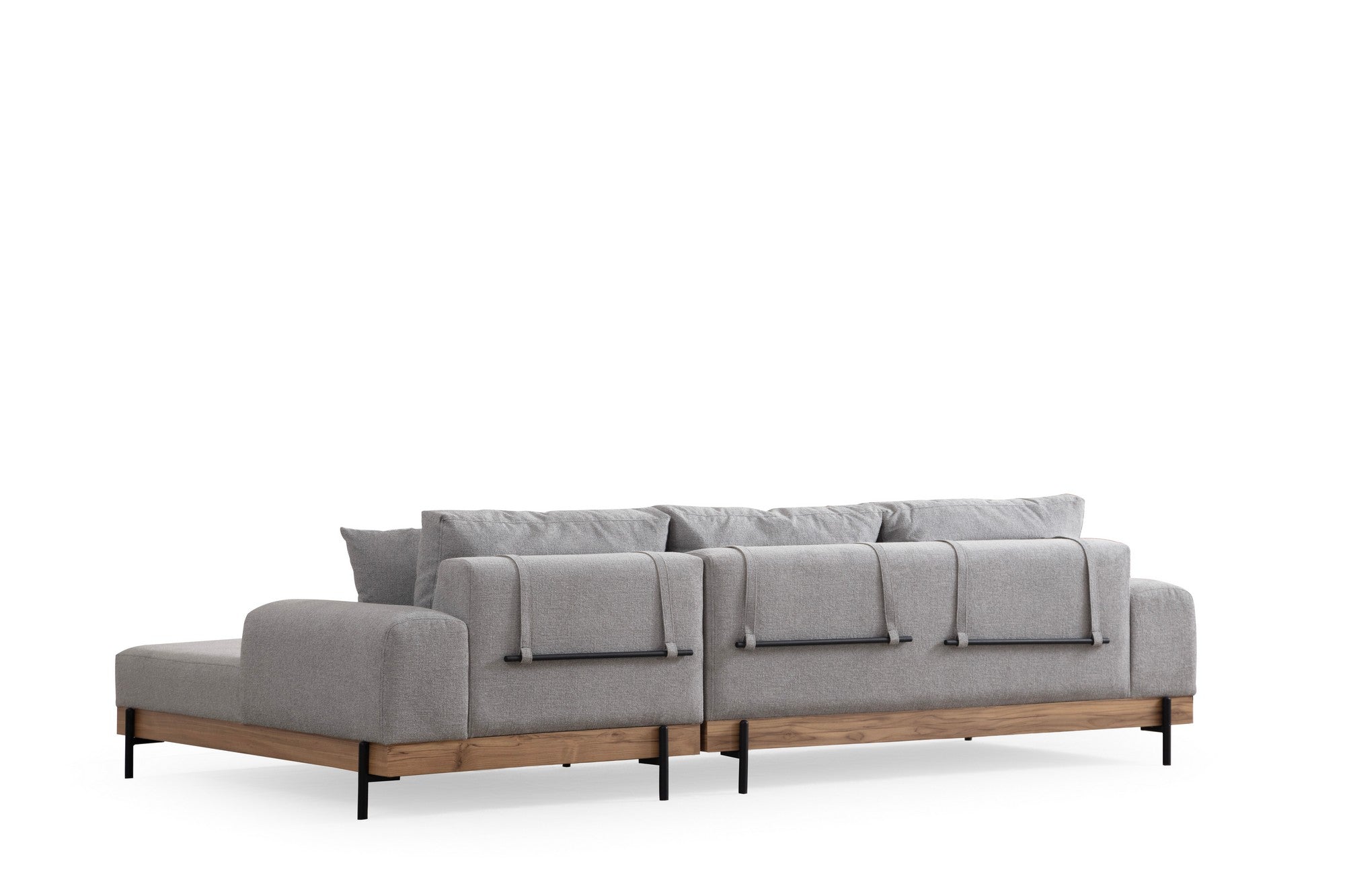 Erleben Sie das stilvolle Eti Oak Right Ecksofa in Grau von Atelier Del Sofa. Perfekt für Ihr Wohnzimmer, bietet es Komfort und Eleganz in einem.