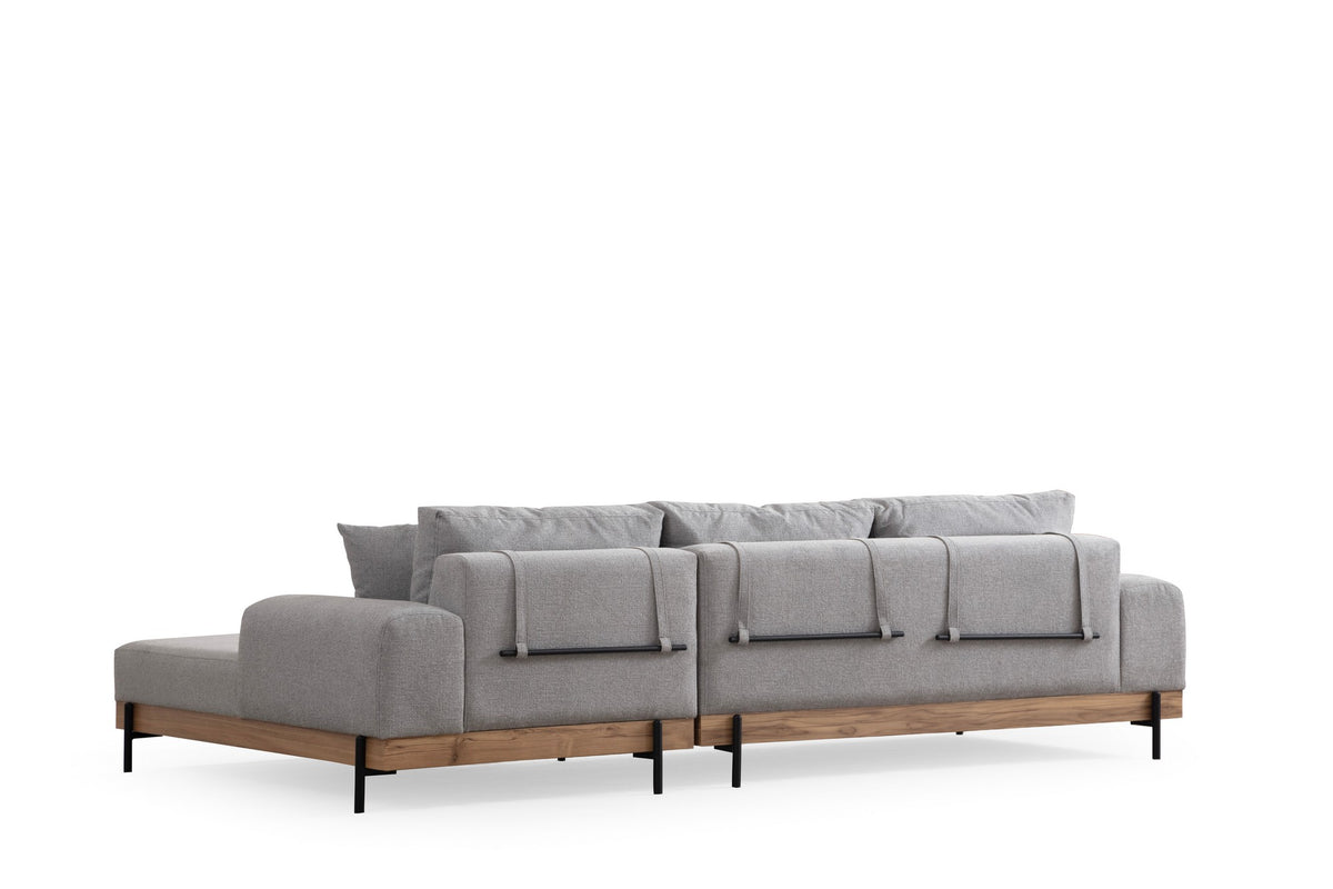 Eti Oak Right Ecksofa - Grau in Grau präsentiert im Onlineshop von KAQTU Design AG. L-Sofa rechts ist von Atelier Del Sofa