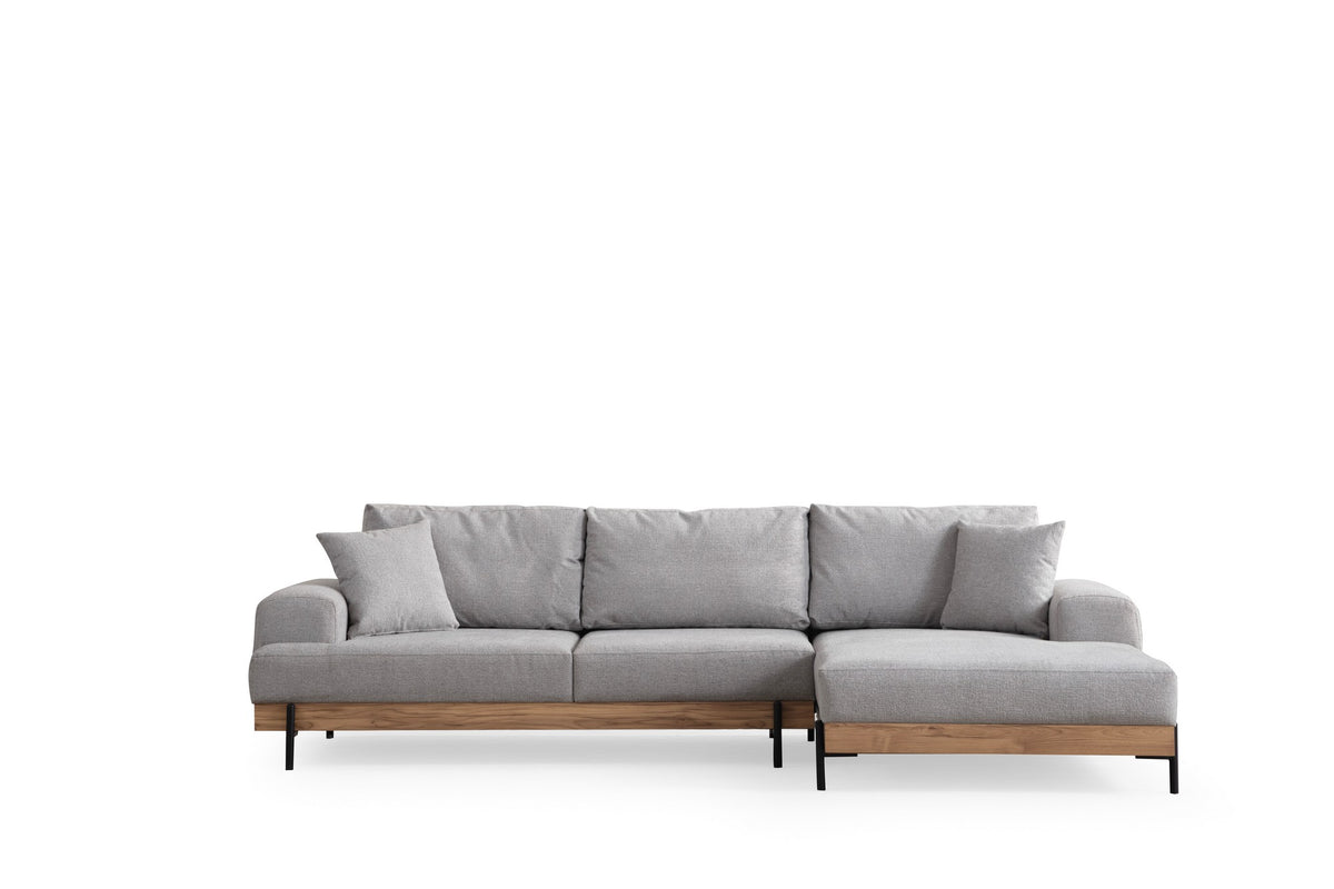 Eti Oak Right Ecksofa - Grau in Grau präsentiert im Onlineshop von KAQTU Design AG. L-Sofa rechts ist von Atelier Del Sofa