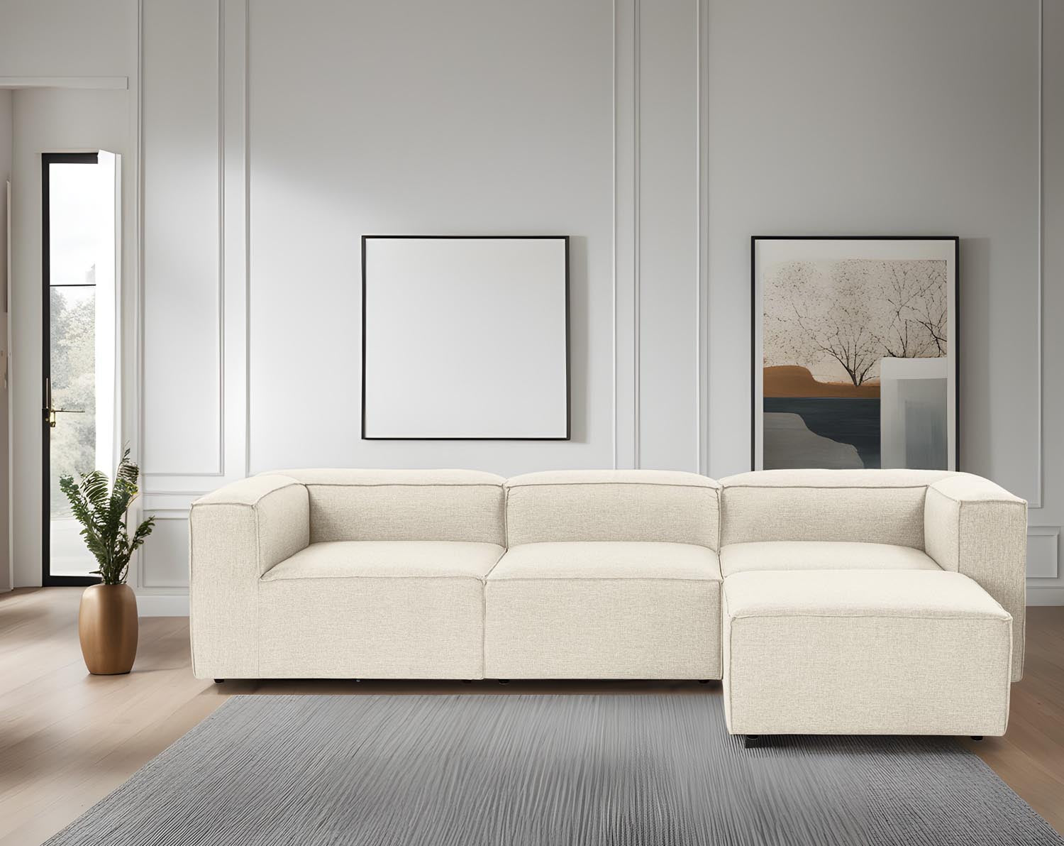 Entdecken Sie das Fora Ecksofa in Ecru von Atelier Del Sofa – stilvoll, komfortabel und perfekt für Ihr modernes Wohnzimmer.