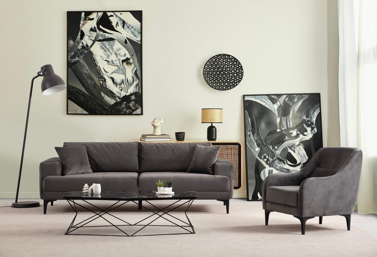 Astana 3 Sitzer Sofa - Anthrazit in Anthrazit präsentiert im Onlineshop von KAQTU Design AG. 3er Sofa ist von Atelier Del Sofa