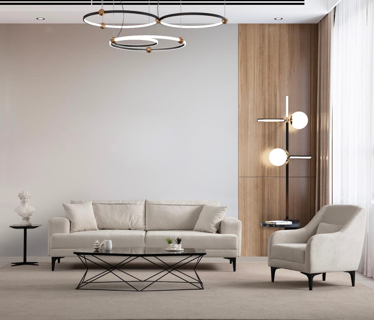 Astana 3 Sitzer Sofa - Ecru in Ecru präsentiert im Onlineshop von KAQTU Design AG. 3er Sofa ist von Atelier Del Sofa