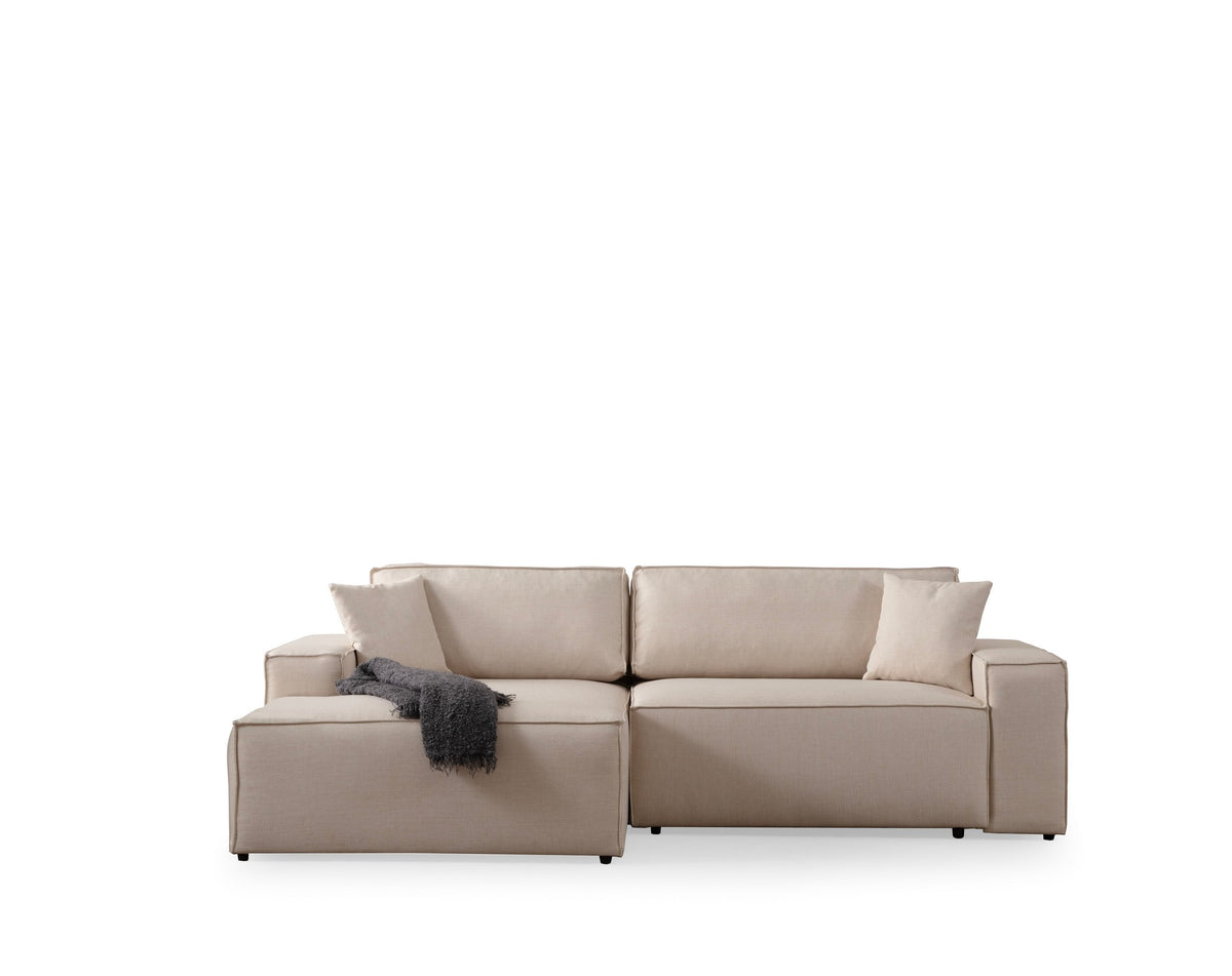 Pırlo Corner Left Bettsofa - Ecru in Ecru präsentiert im Onlineshop von KAQTU Design AG. Bettsofa links ist von Atelier Del Sofa
