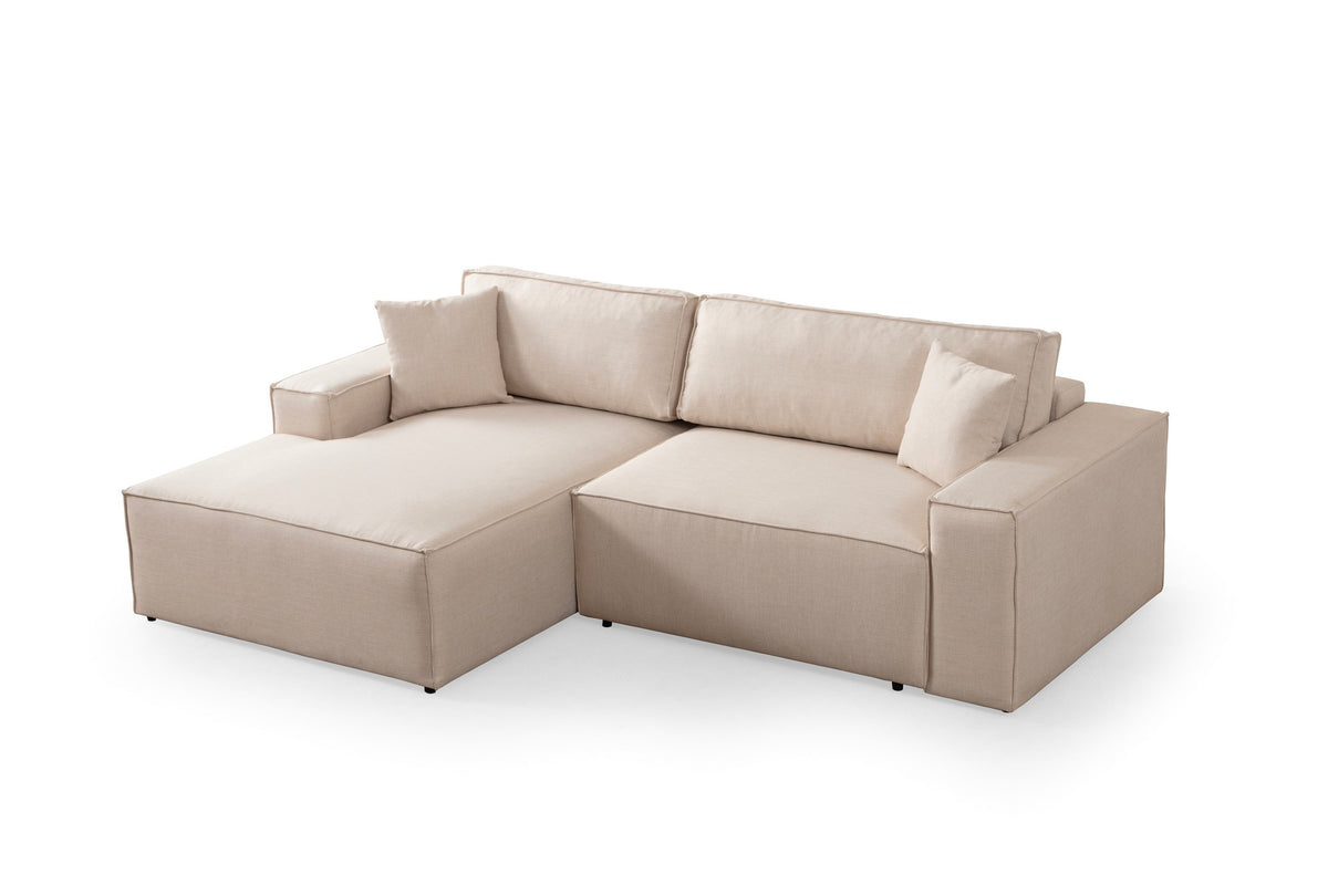 Pırlo Corner Left Bettsofa - Ecru in Ecru präsentiert im Onlineshop von KAQTU Design AG. Bettsofa links ist von Atelier Del Sofa
