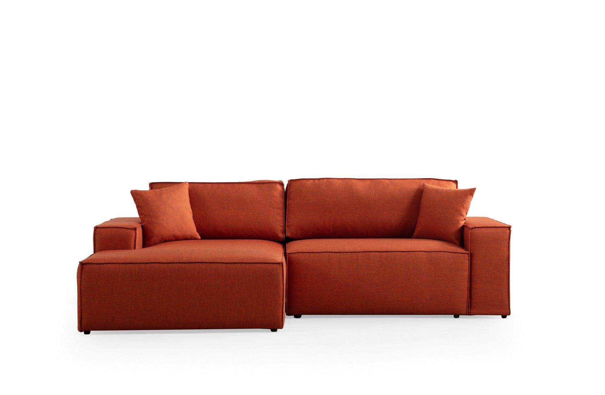 Verleihen Sie Ihrem Wohnraum mit dem Pırlo Corner Left Bettsofa in lebhaftem Orange von Atelier Del Sofa einen Hauch von Eleganz und Gemütlichkeit!