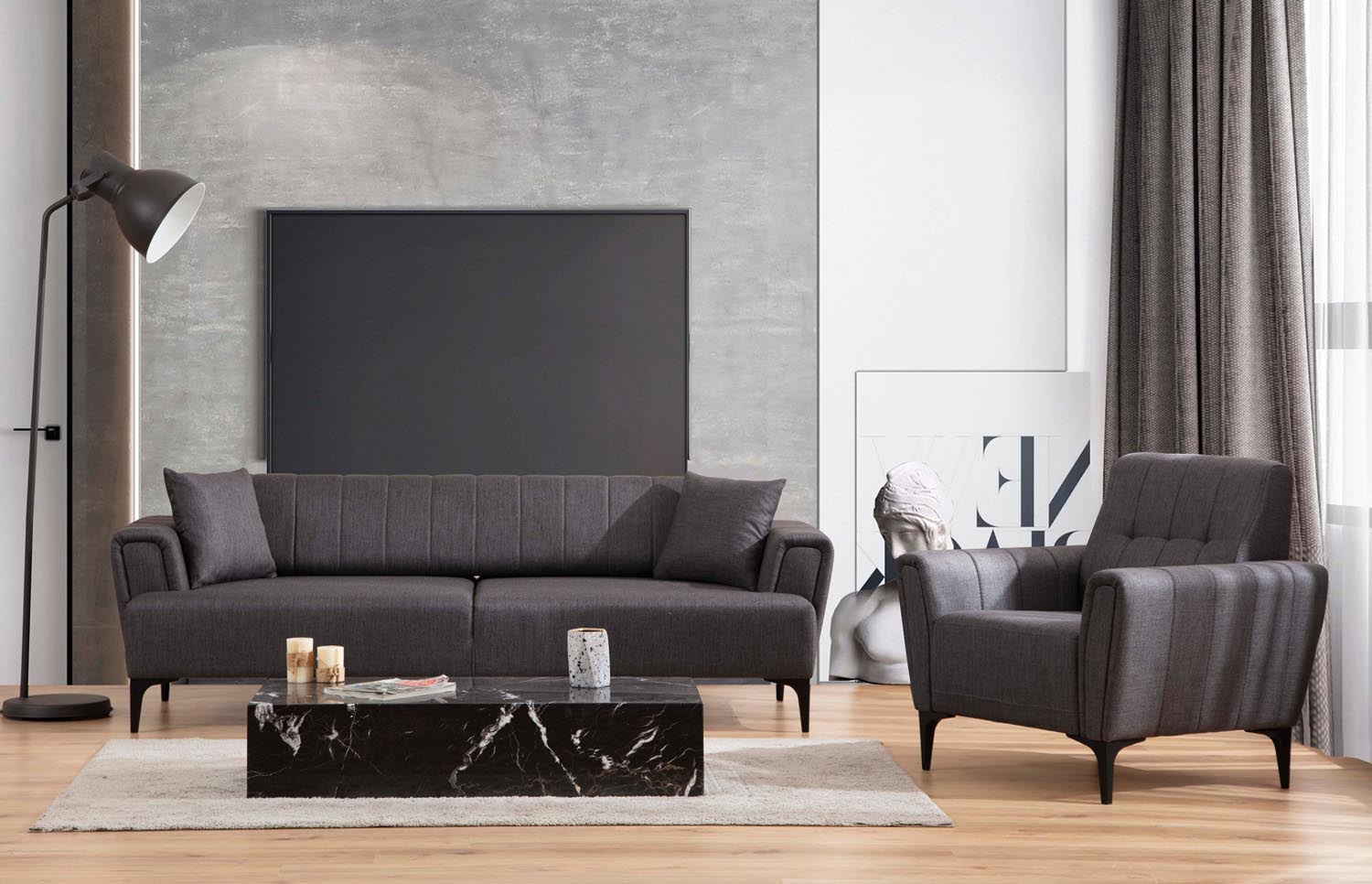 Erleben Sie das Hamlet Modulares Sofa in Dunkelgrau von Atelier Del Sofa – ein elegantes Möbelstück, das Komfort und modernes Design vereint.