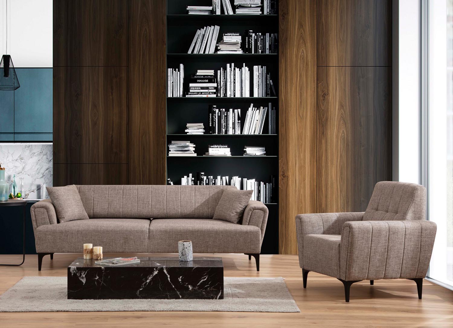 Genießen Sie das Hamlet Modulares Sofa in Hellbraun von Atelier Del Sofa – eine harmonische Verbindung aus Eleganz, Komfort und Langlebigkeit.
