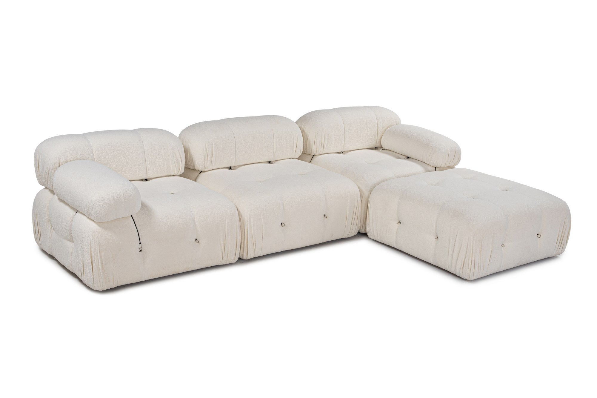 Erleben Sie das elegante Bubble Beige L1 Ecksofa in Weiß von Atelier Del Sofa – ein stilvolles Möbelstück, das Komfort und modernes Design vereint.