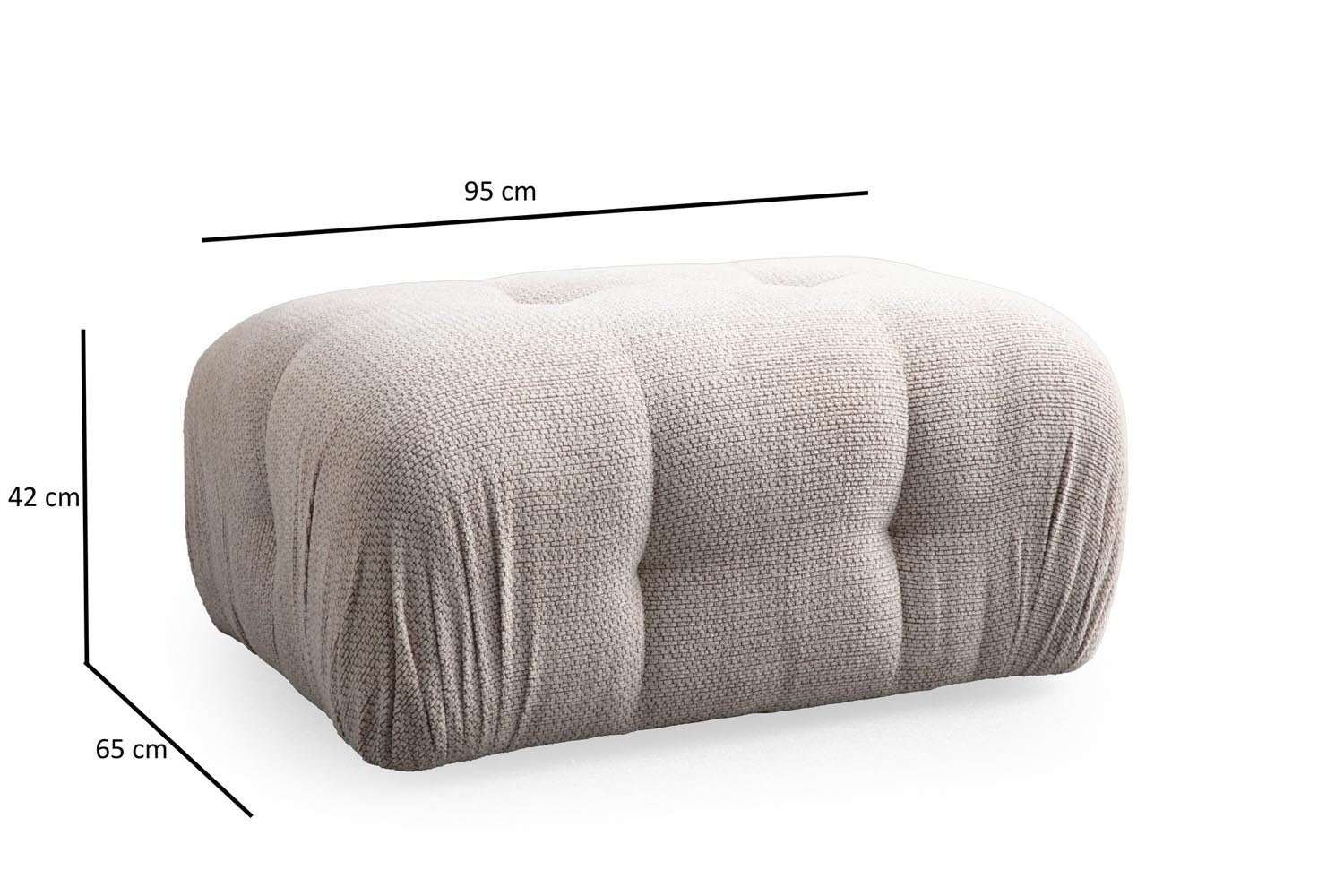 Genießen Sie den luxuriösen Petite Pouf in Sahne von Atelier Del Sofa – ein stilvoller Hocker, der jedem Raum Eleganz und Komfort verleiht.
