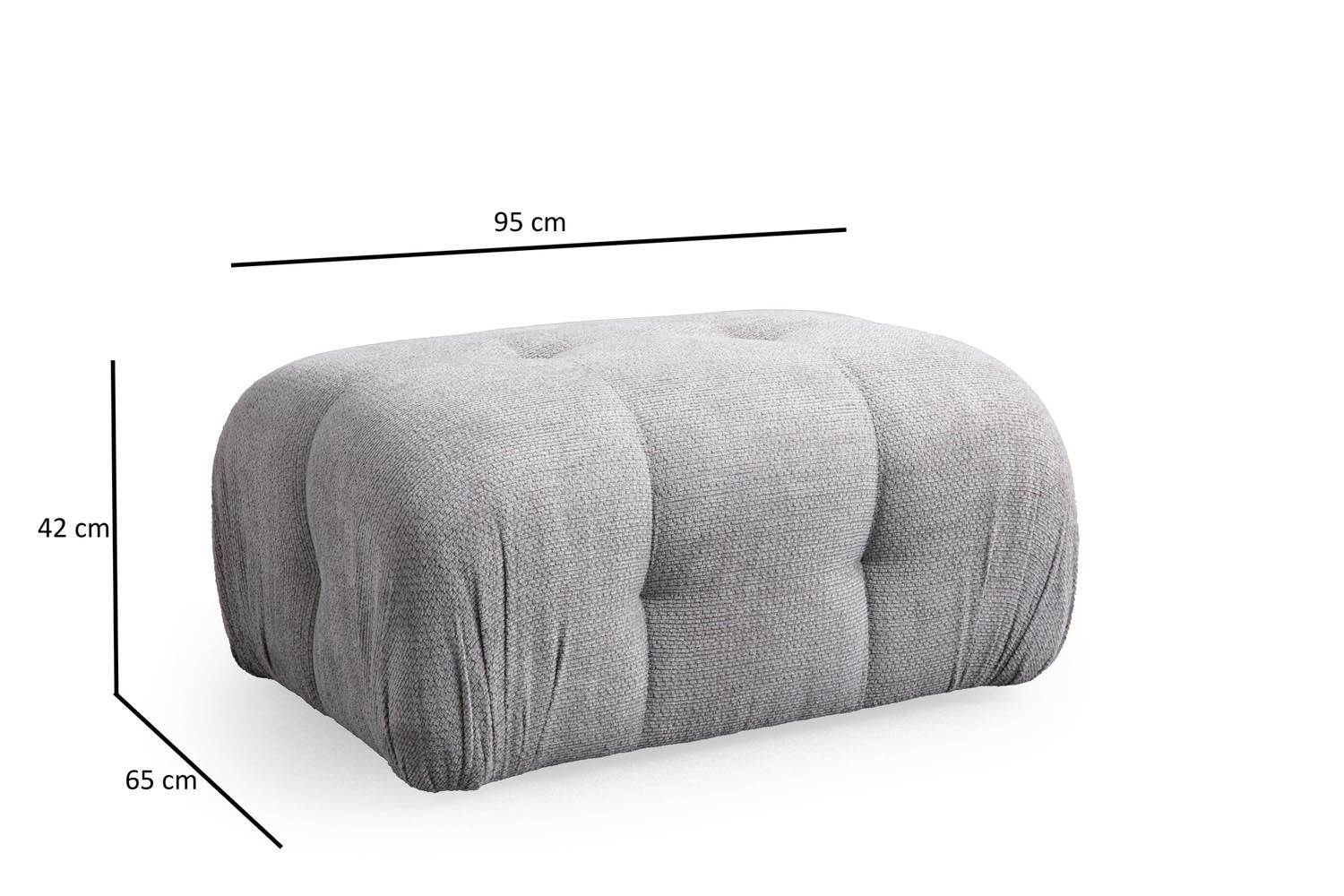 Erleben Sie den stilvollen hellgrauen Pouf von Atelier Del Sofa – ein luxuriöses Möbelstück, das Eleganz und Gemütlichkeit in jeden Raum bringt.