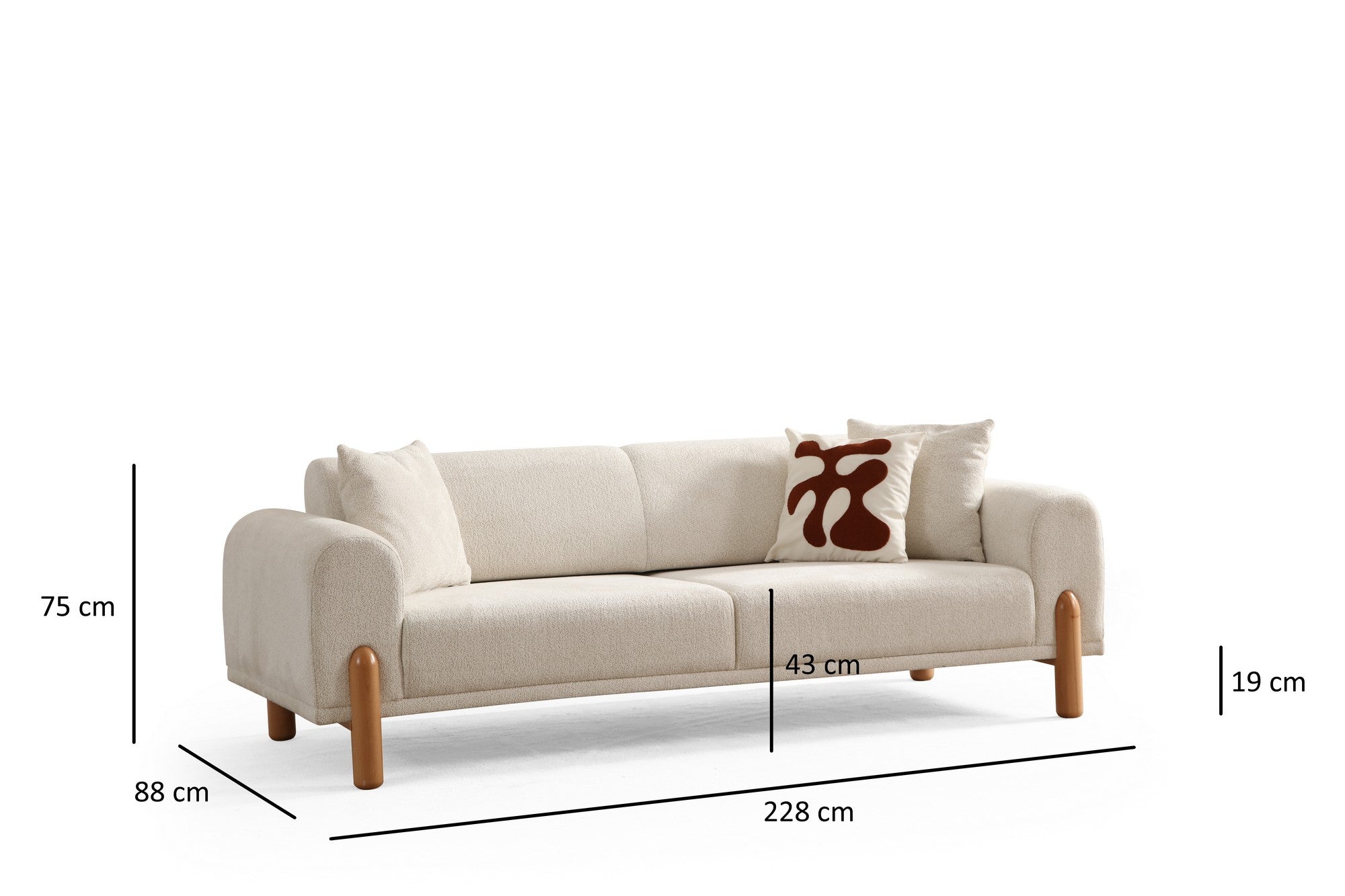 Erleben Sie das Lyke 3-Sitzer Bettsofa in Sahne von Atelier Del Sofa – ein elegantes Möbelstück, das Komfort und Vielseitigkeit vereint.