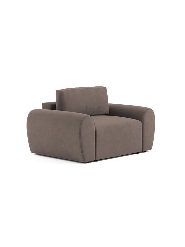 Braunes 1-Sitzer Sofa Mono P von Hanah Home mit Gestell aus Buchenholz und Spanplatte, Schaumstoffpolsterung und schlanken Kunststoffbeinen.