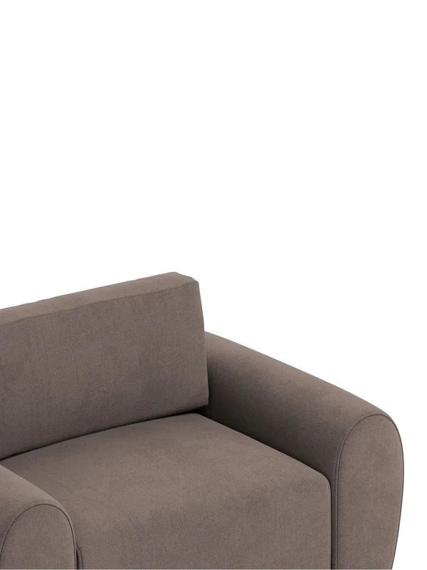 Braunes 1-Sitzer Sofa Mono P von Hanah Home mit Gestell aus Buchenholz und Spanplatte, Schaumstoffpolsterung und schlanken Kunststoffbeinen.