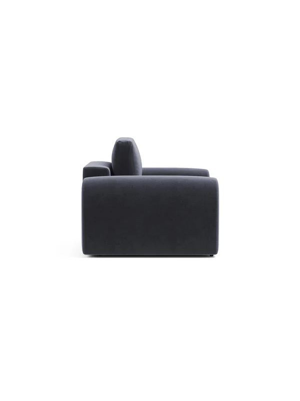 Petrolblaues 1-Sitzer Sofa Mono P mit Gestell aus Buchenholz und Spanplatte, Kunststoffbeinen und gepolsterter Sitzfläche aus Schaumstoff.