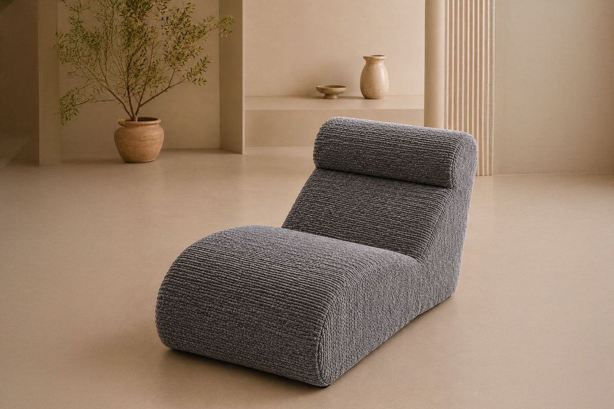 Dunkelgraues Tagesbett Happy Relax von Hanah Home aus 100% 28 DNS Schaumstoff, ohne Gestell, rechteckige Form, Masse 82x145x75 cm.