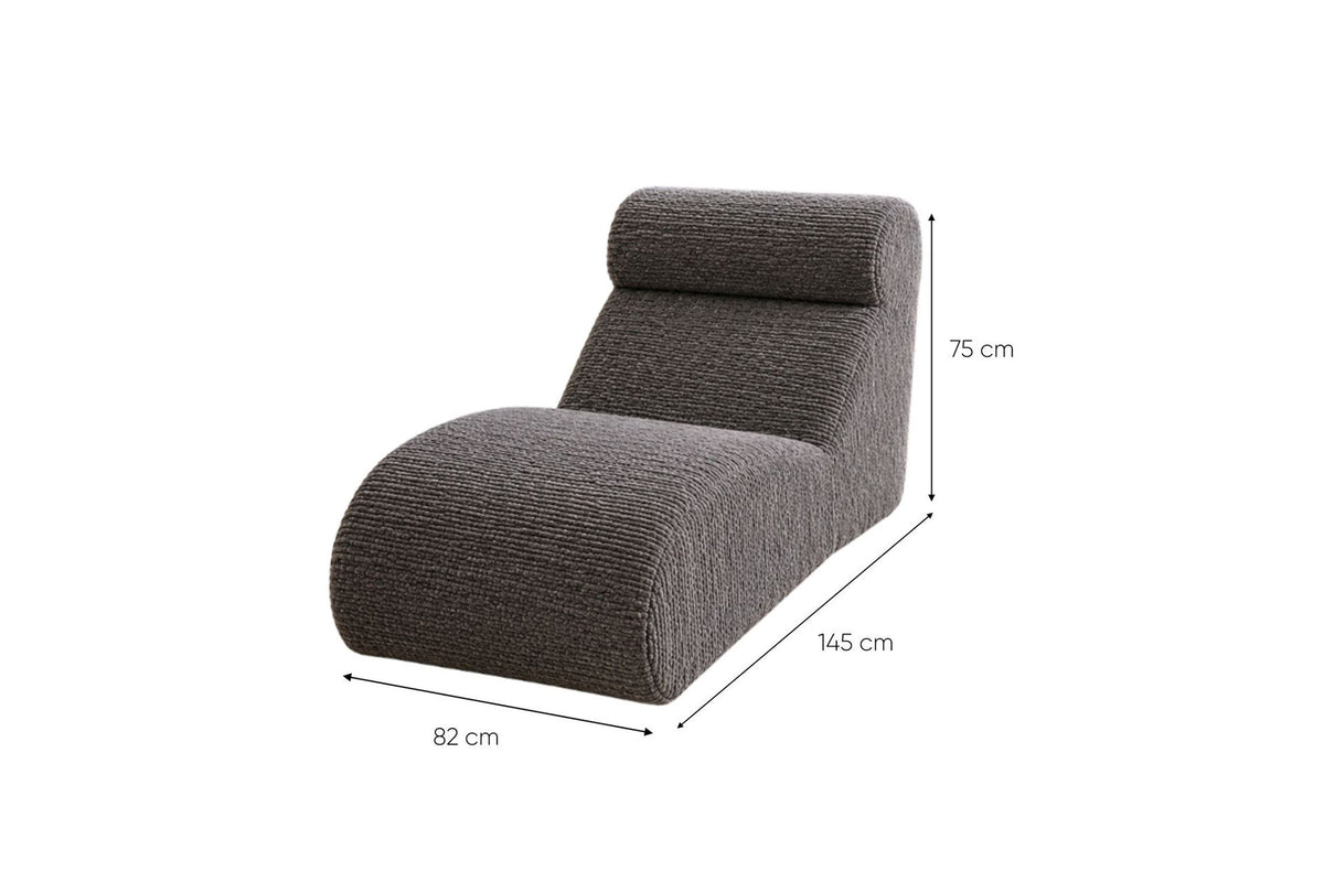 Dunkelgraues Tagesbett Happy Relax von Hanah Home aus 100% 28 DNS Schaumstoff, ohne Gestell, rechteckige Form, Masse 82x145x75 cm.