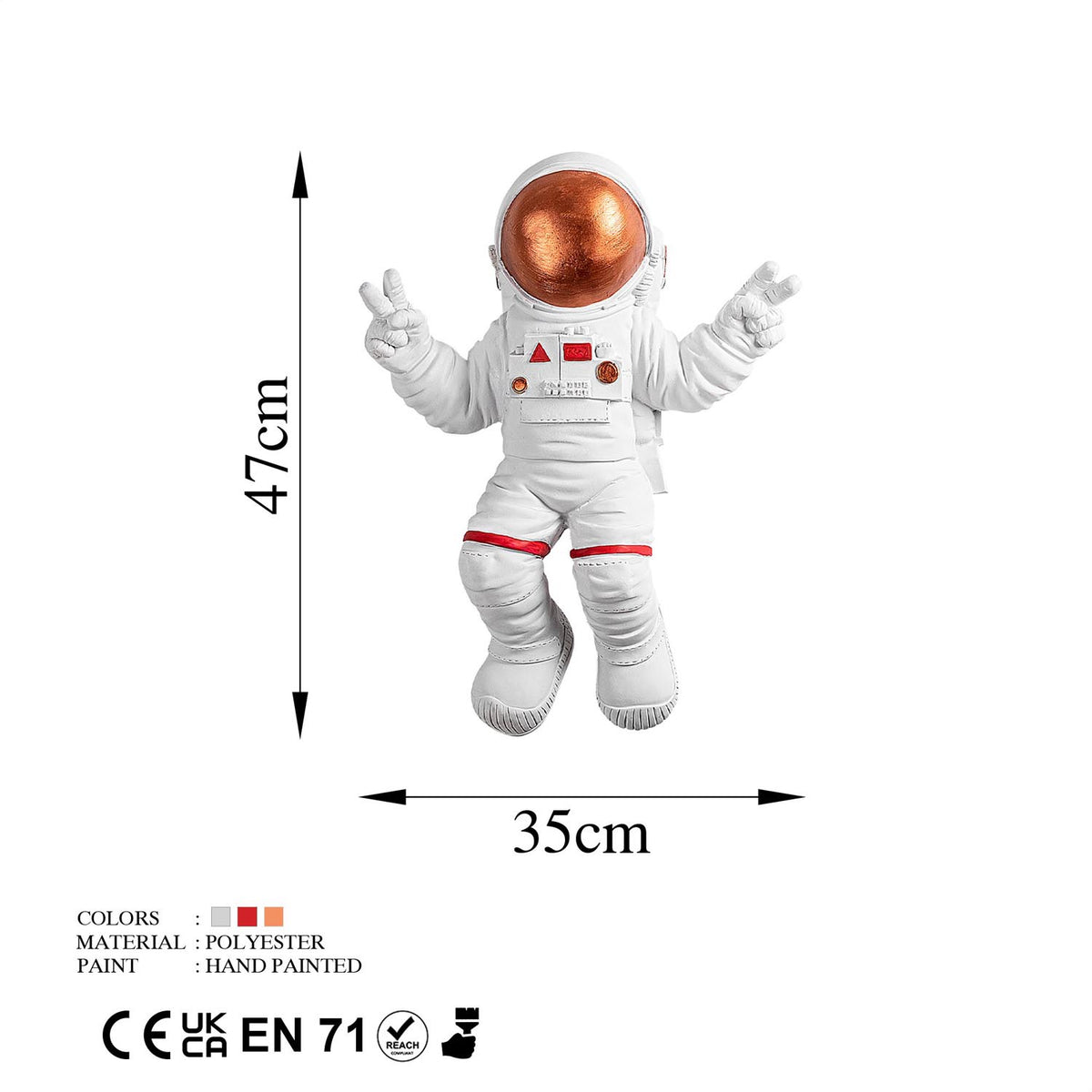 Peace Sign Astronaut Wanddeko - Weiss
Bronze in Weiss / Bronze präsentiert im Onlineshop von KAQTU Design AG. Wanddeko ist von Wallity