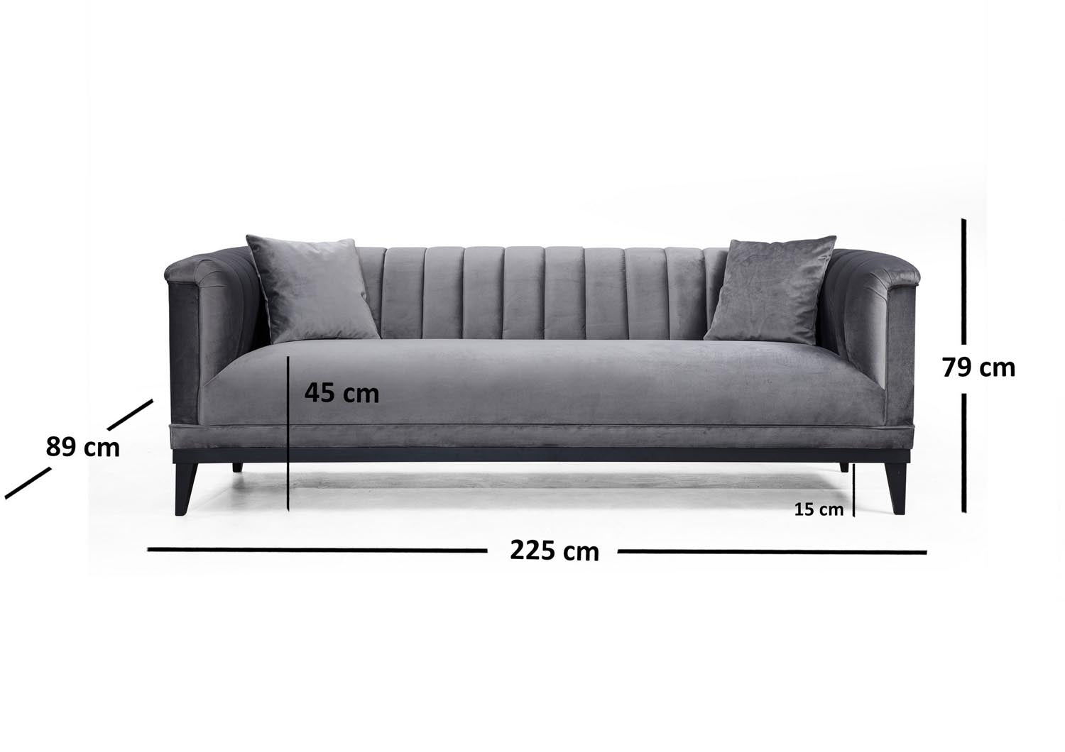 Erleben Sie das stilvolle 3-Sitzer-Sofa "Trendy - Dark Grey" von Atelier Del Sofa. Perfekt für jeden Raum, bietet es höchsten Komfort und ein modernes Design.