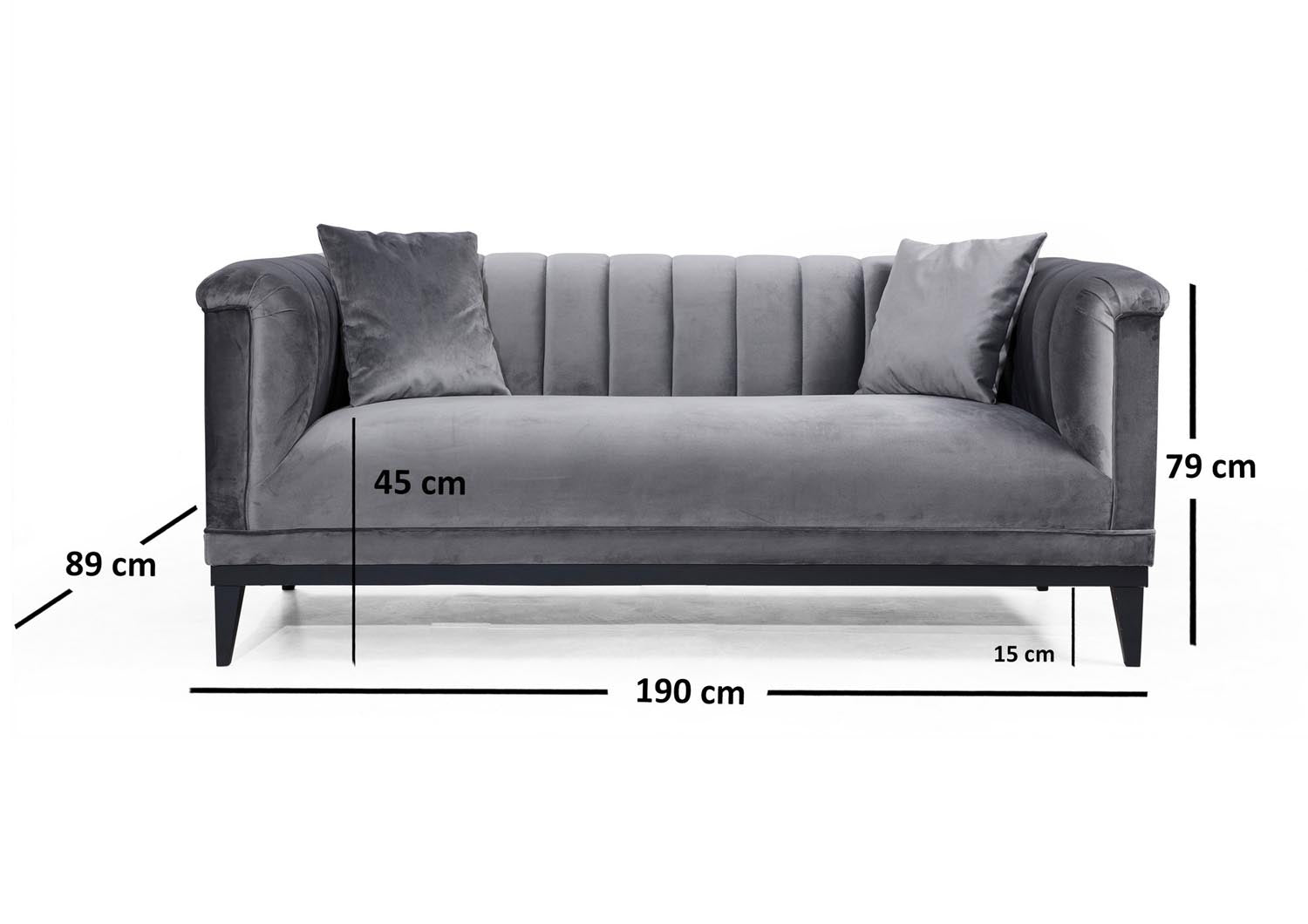 Erleben Sie das stilvolle 3-Sitzer-Sofa "Trendy - Dark Grey" von Atelier Del Sofa. Perfekt für jeden Raum, bietet es höchsten Komfort und ein modernes Design.