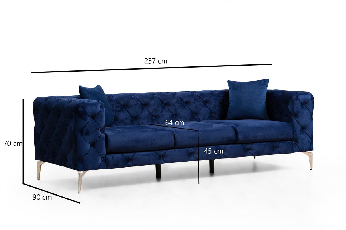 Como - Navy Blue in Marineblau präsentiert im Onlineshop von KAQTU Design AG. 3er Sofa ist von Atelier Del Sofa