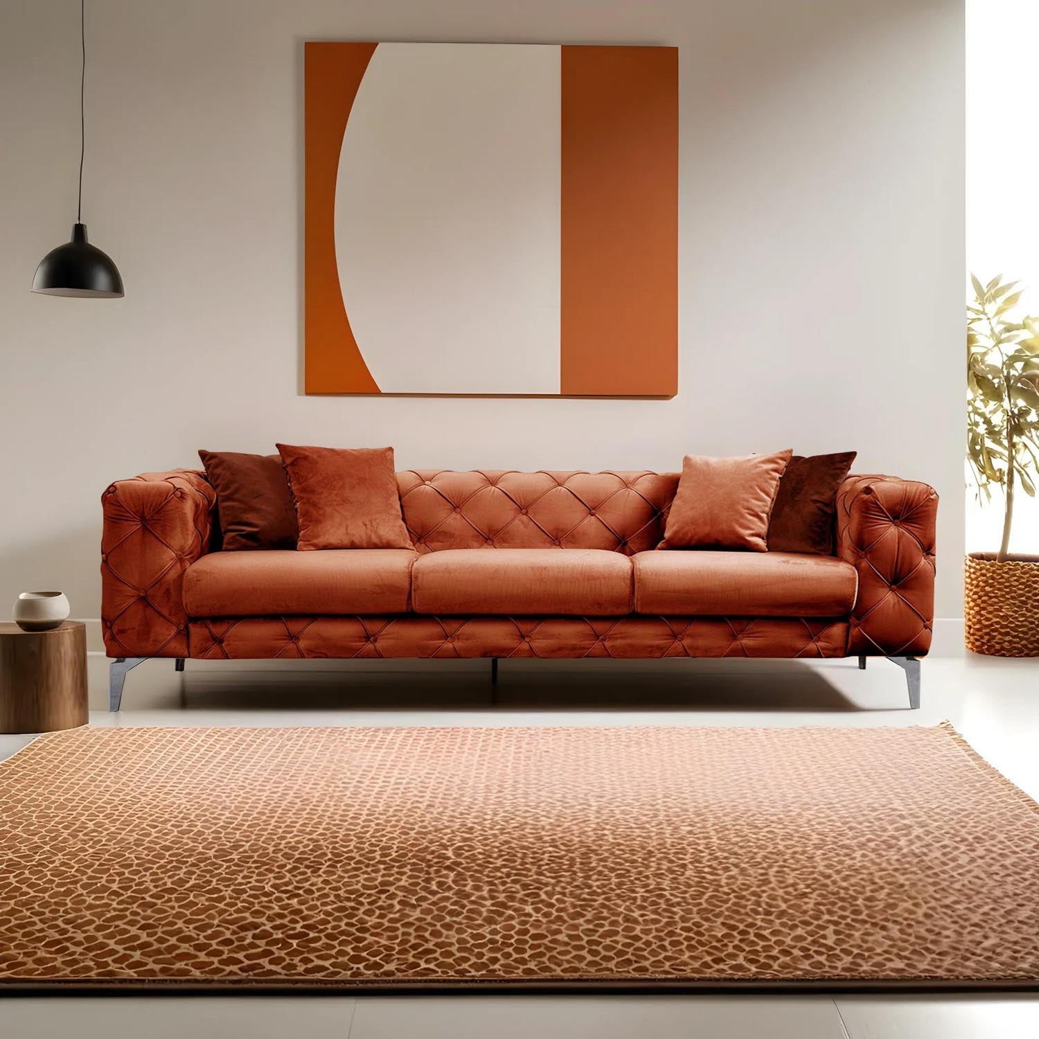 Entdecken Sie das Como 3er Sofa in lebhaftem Orange von Atelier Del Sofa. Ein elegantes Möbelstück, das Komfort und Stil vereint.