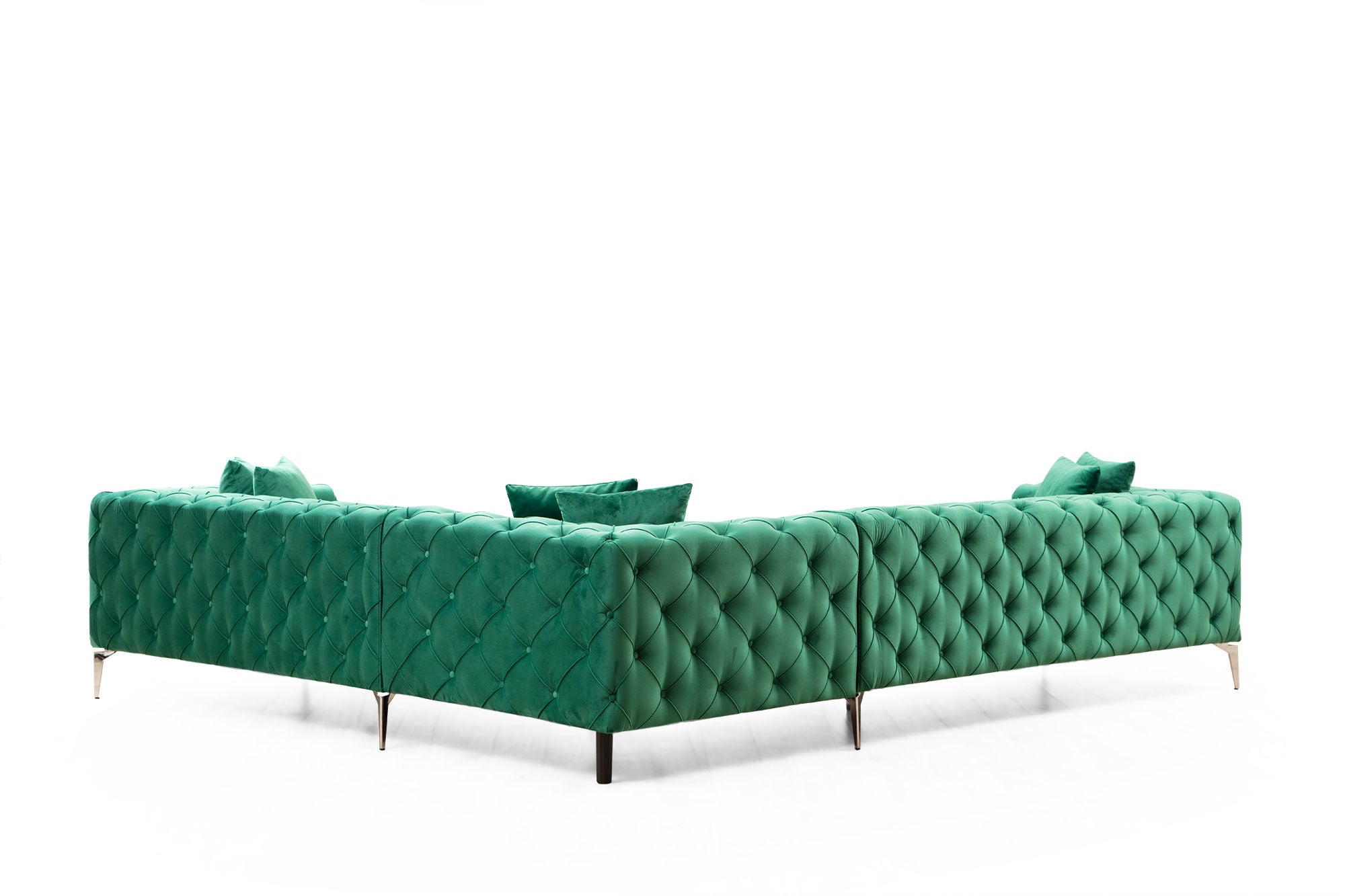 Entdecken Sie das Como Right Ecksofa in elegantem Grün von Atelier Del Sofa. Luxuriöser Komfort und stilvolles Design für Ihr Zuhause.