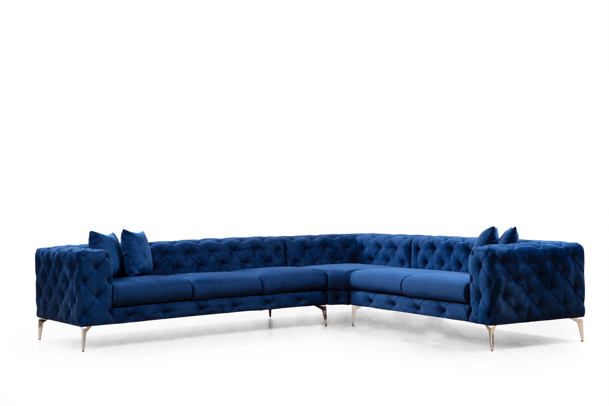 Como Right - Navy Blue in Marineblau präsentiert im Onlineshop von KAQTU Design AG. Ecksofa ist von Atelier Del Sofa