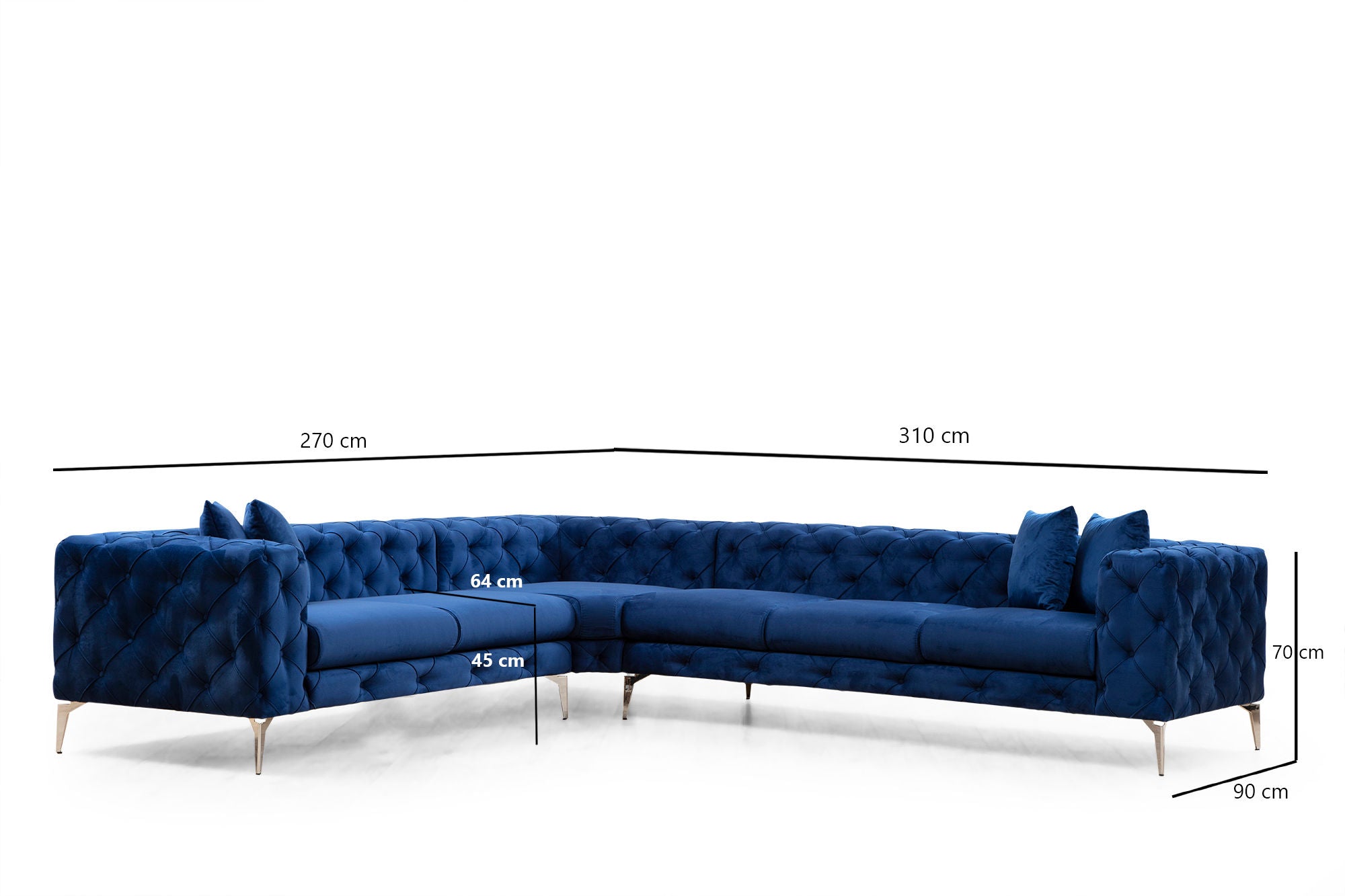 Como Left - Navy Blue in Marineblau präsentiert im Onlineshop von KAQTU Design AG. Ecksofa ist von Atelier Del Sofa