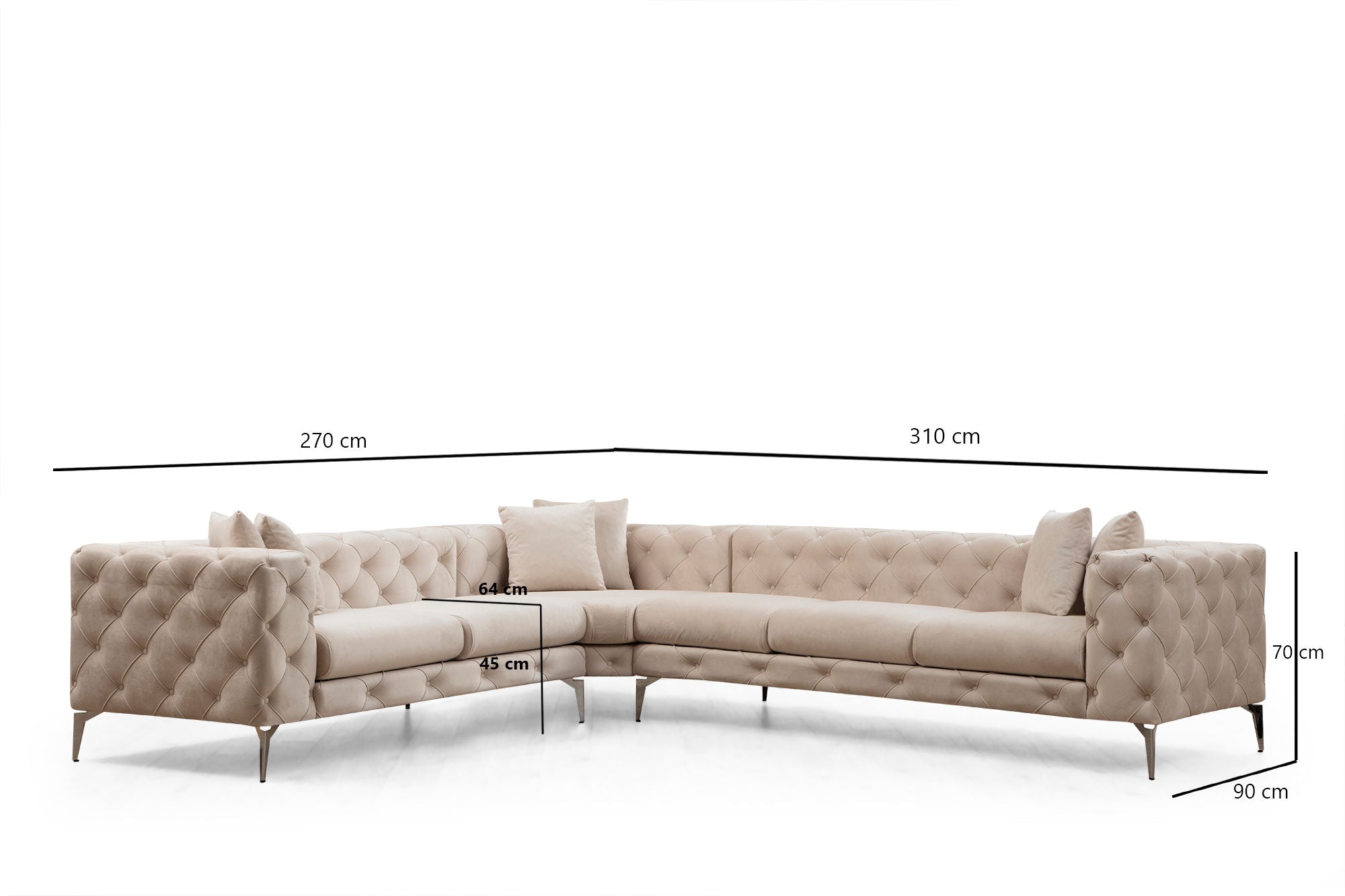 Genießen Sie mit dem Como Left Ecksofa in Ecru von Atelier Del Sofa höchsten Komfort und stilvolles Design für Ihr Wohnzimmer.