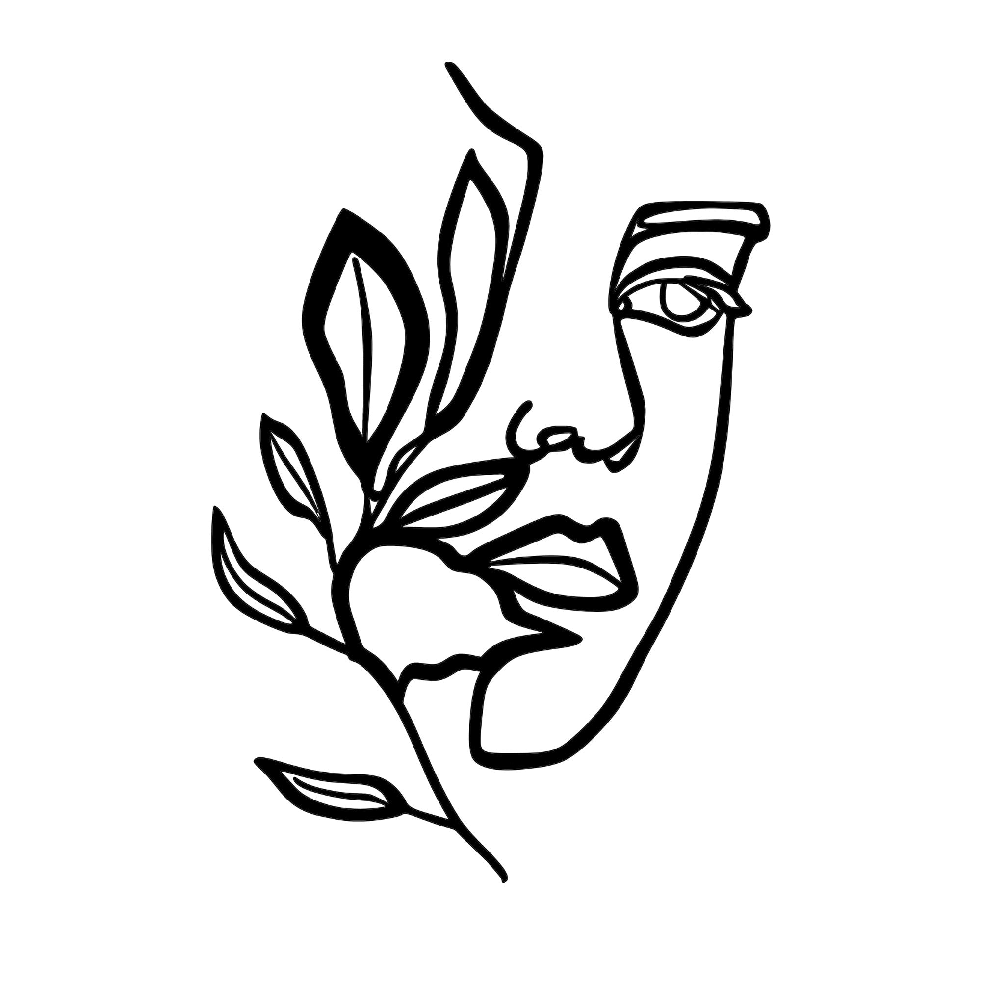 Entdecken Sie die stilvolle Wanddeko "Woman Face Behind The Branch" von Wallity in Schwarz – ein elegantes Metallkunstwerk, das jeden Raum veredelt.