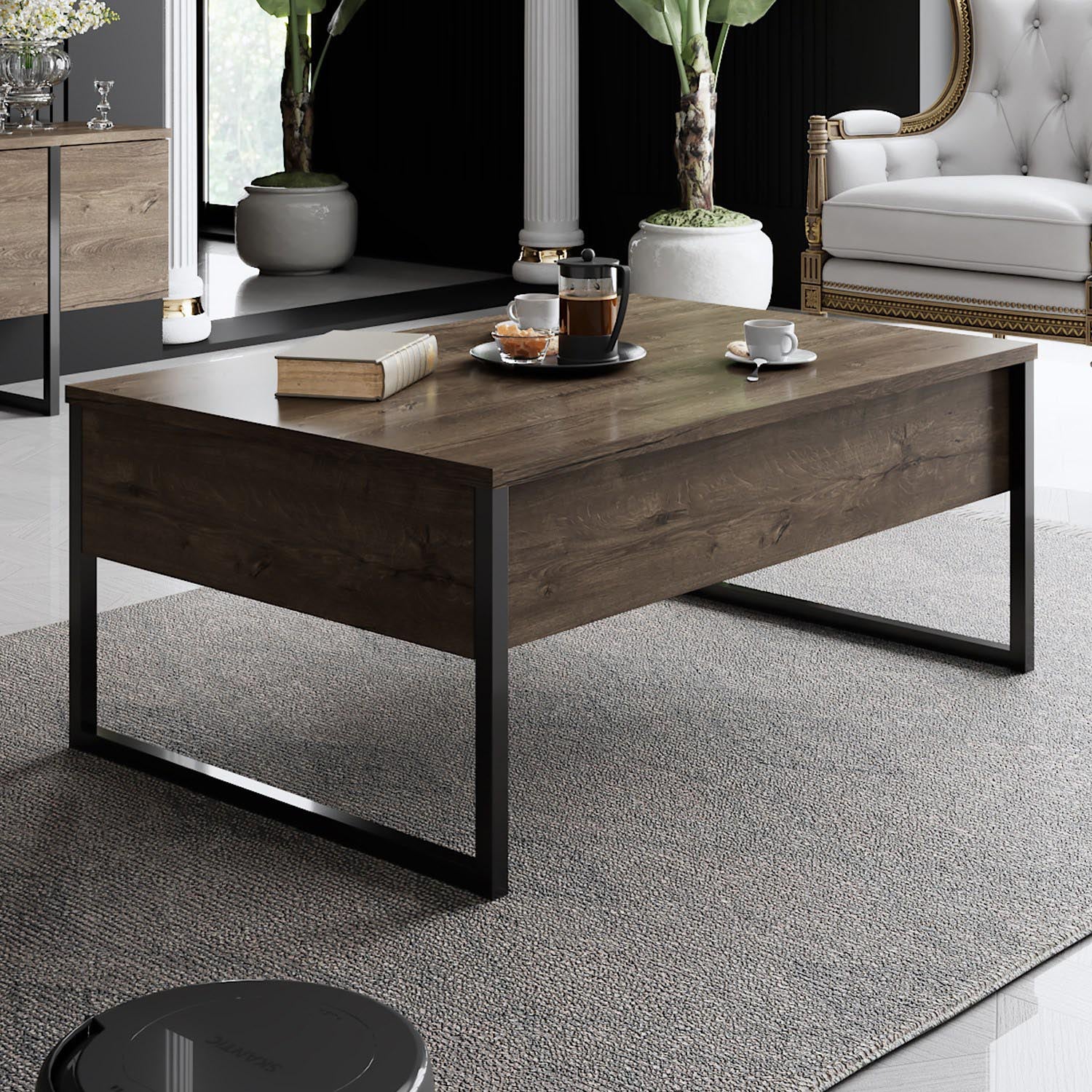 Entdecken Sie den eleganten TV-Ständer Luxe - Walnut, Black von Hanah Home. Stilvolles Design, robust und mit viel Stauraum für Ihr Wohnzimmer.