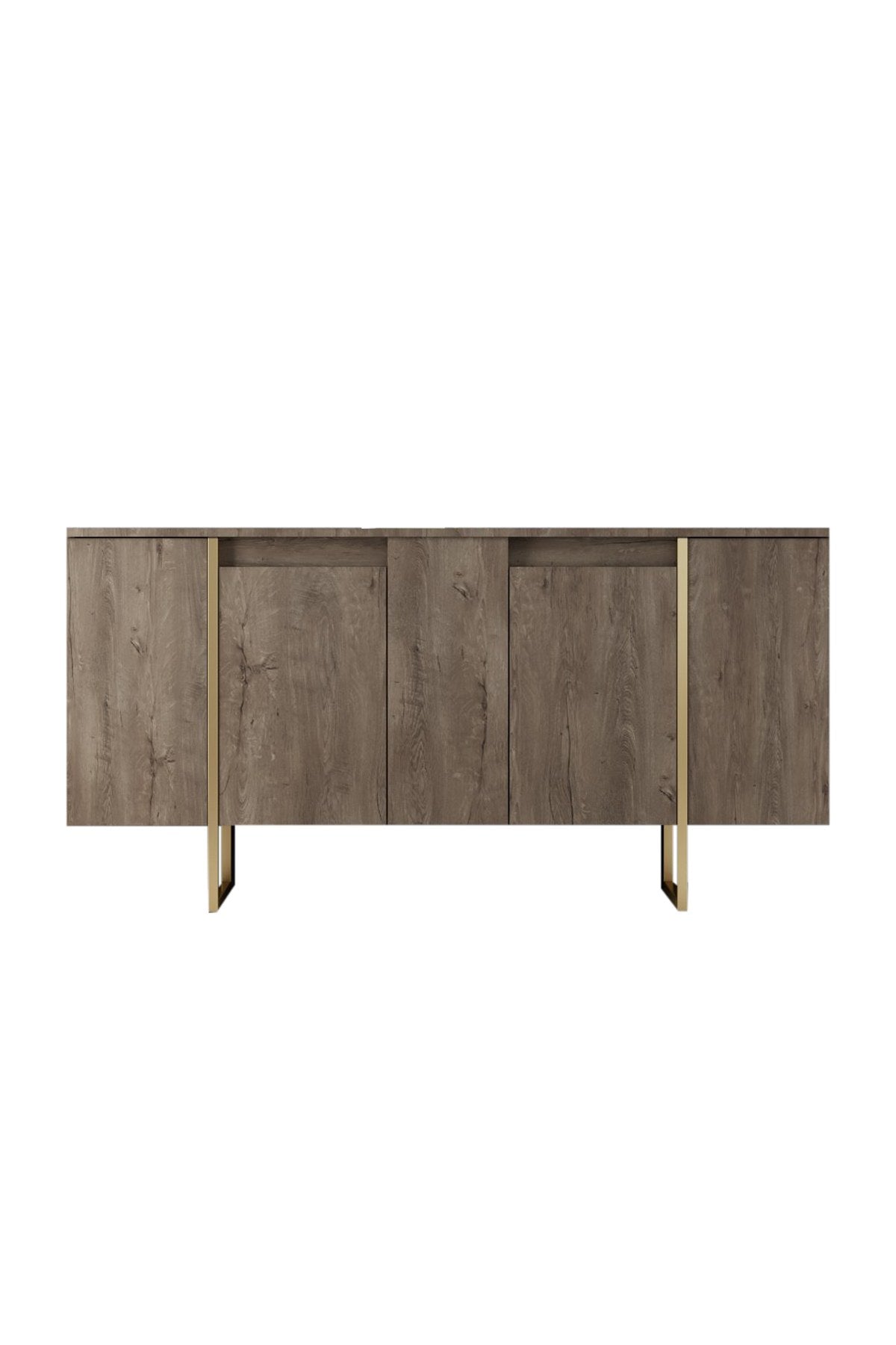 Verleihen Sie Ihrem Wohnraum mit dem TV-Ständer Luxe - Walnut, Gold von Hanah Home einen Hauch von Luxus. Stilvolles Design trifft auf robuste Qualität.