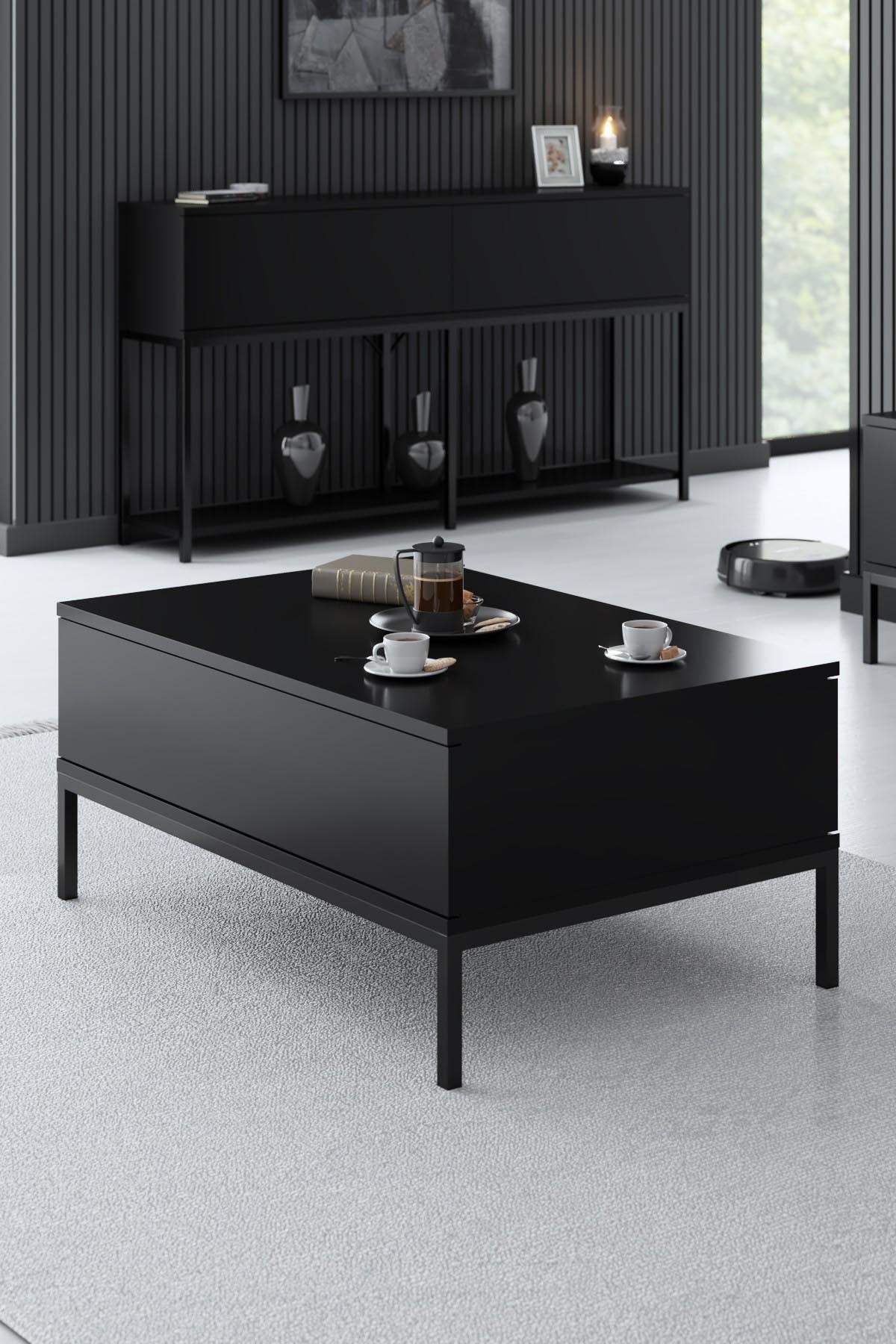 Entdecken Sie den eleganten TV-Ständer Lord - Black von Hanah Home. Stilvolles Design, robuste Materialien und viel Stauraum für Ihr Wohnzimmer.