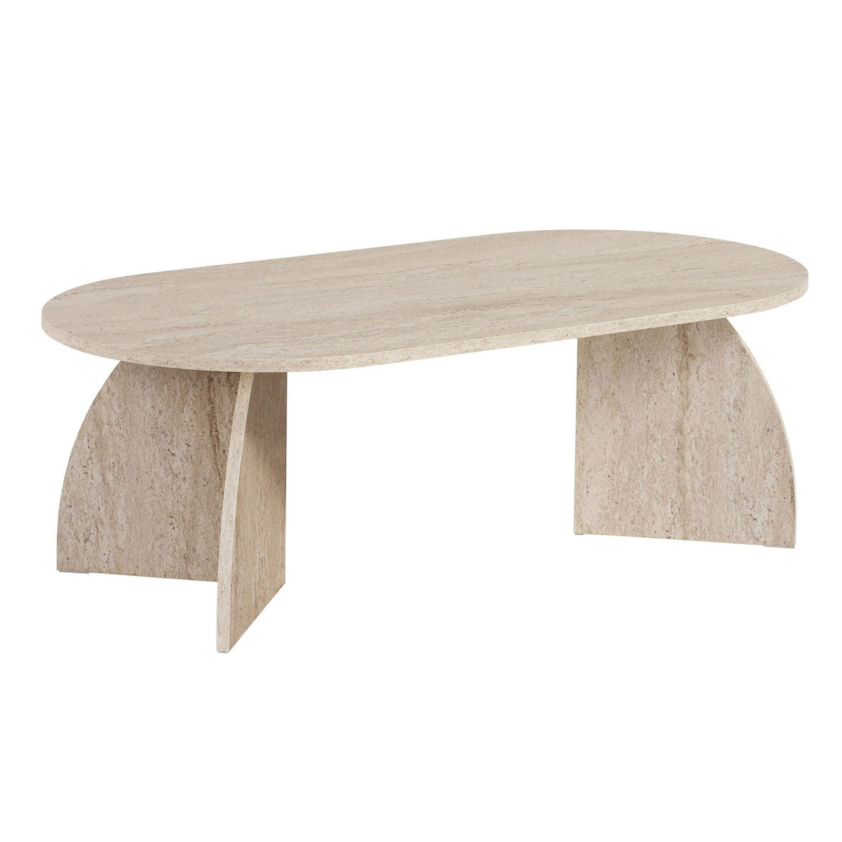 Couchtisch Melina von Nordure in Travertin-Optik, melaminbeschichtete Spanplatte, rechteckige Form, Masse 120 x 60 x 40 cm.
