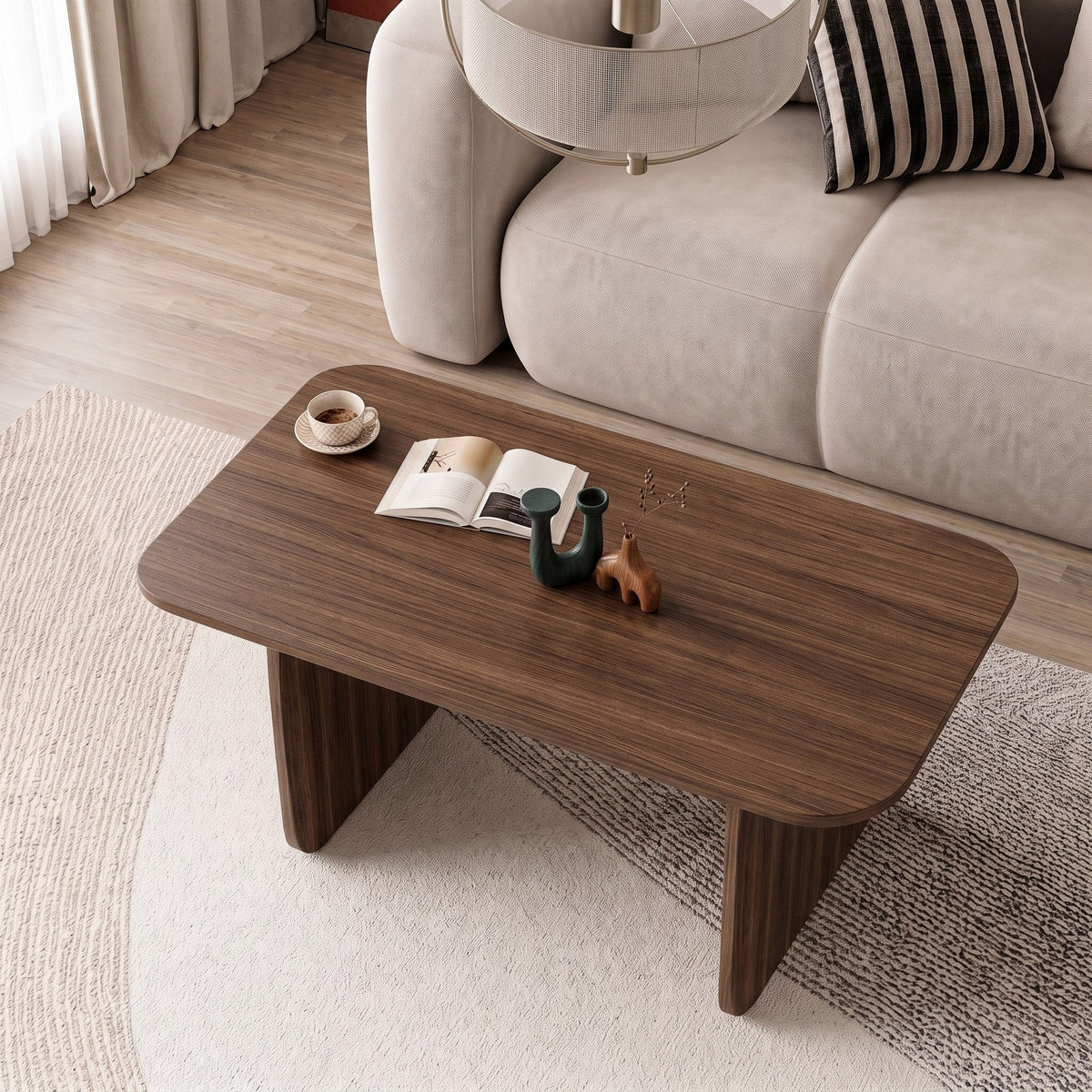 Couchtisch Pietra in Milano Nussbaum aus melaminbeschichteter Spanplatte, rechteckige Form, Grösse 100x60x42 cm, zerlegt.
